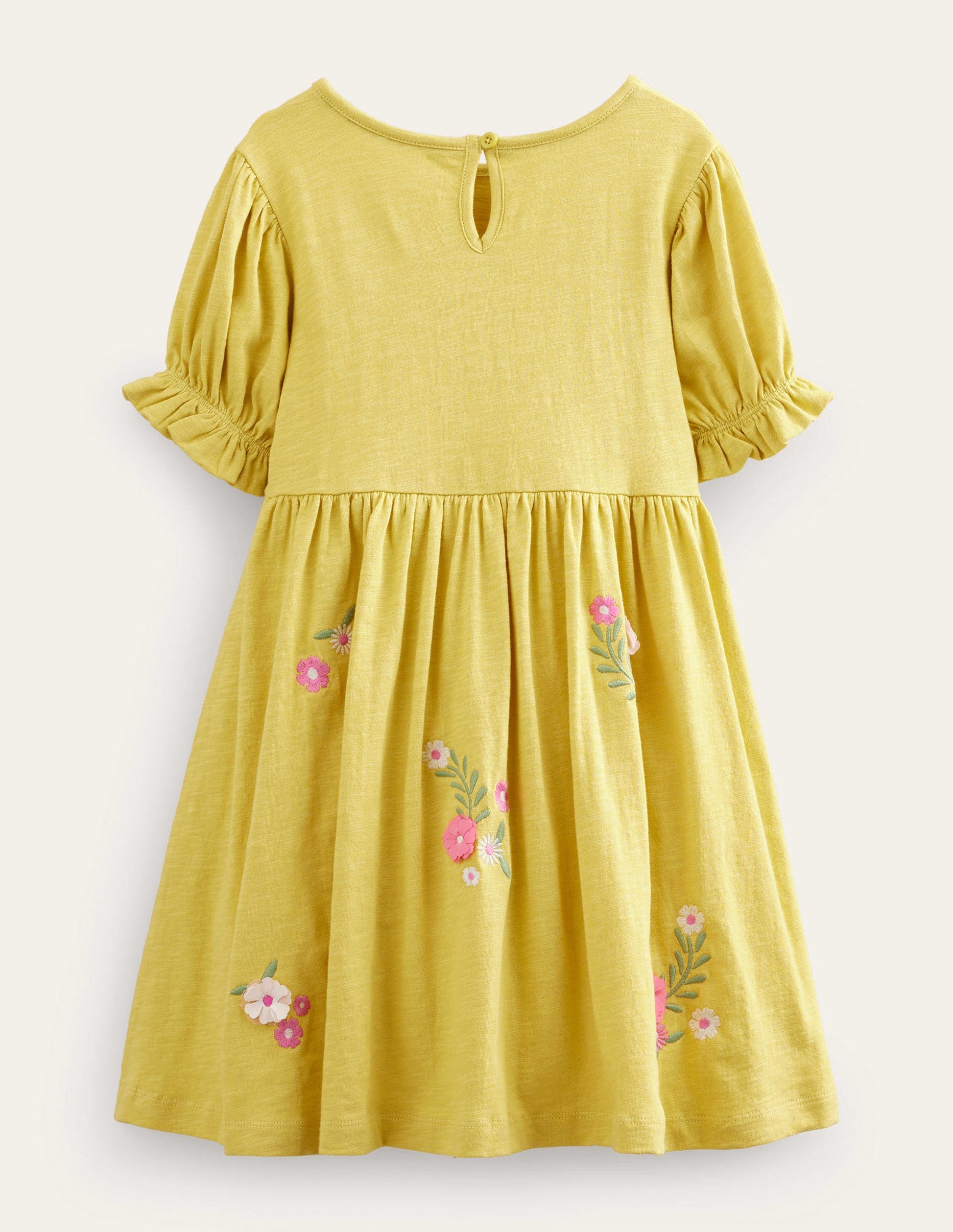 Jerseykleid mit Stickerei-Butterblumengelb-2