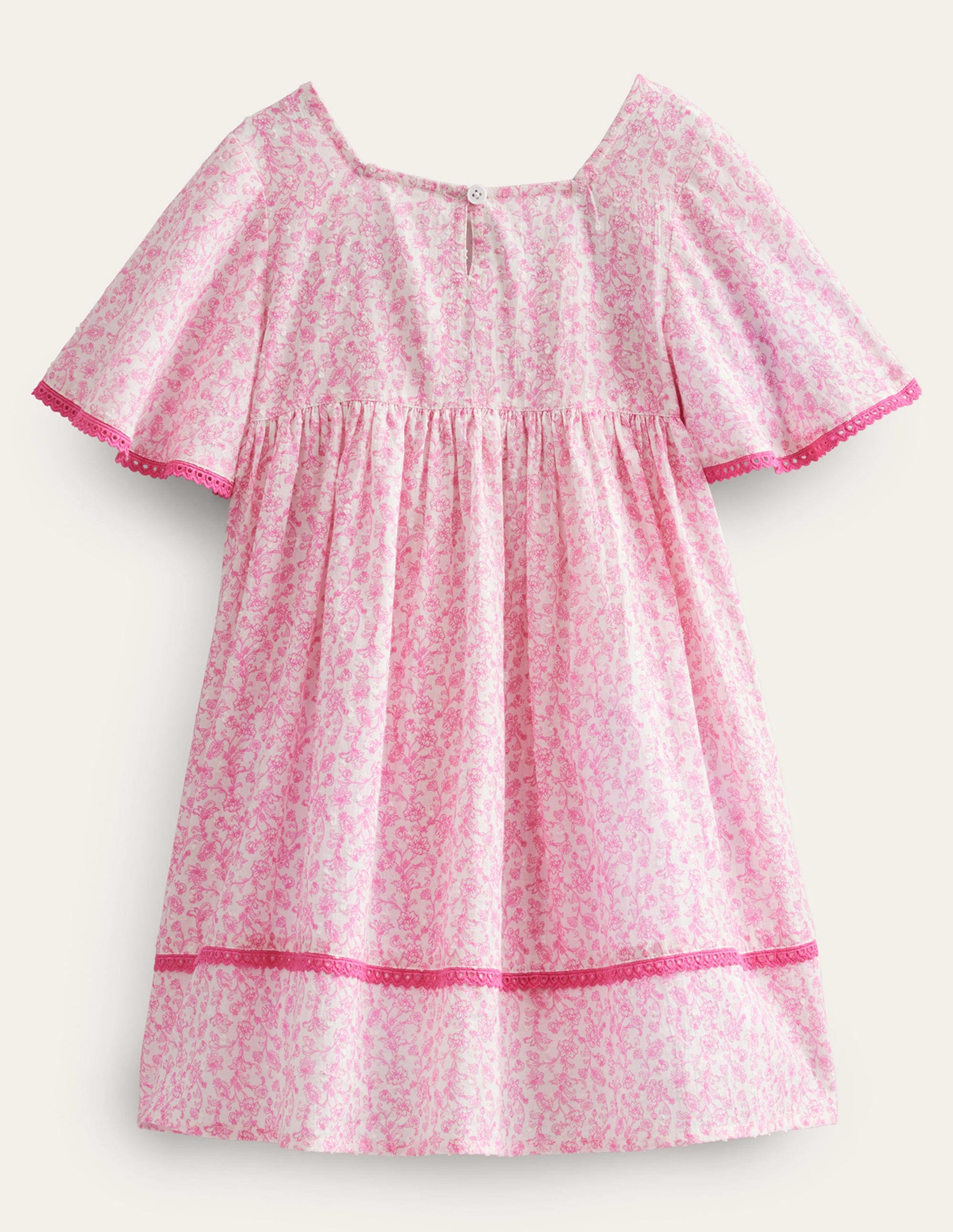 Luftiges Kleid mit Stickerei-Festivalrosa Sommer Weinrebe-2