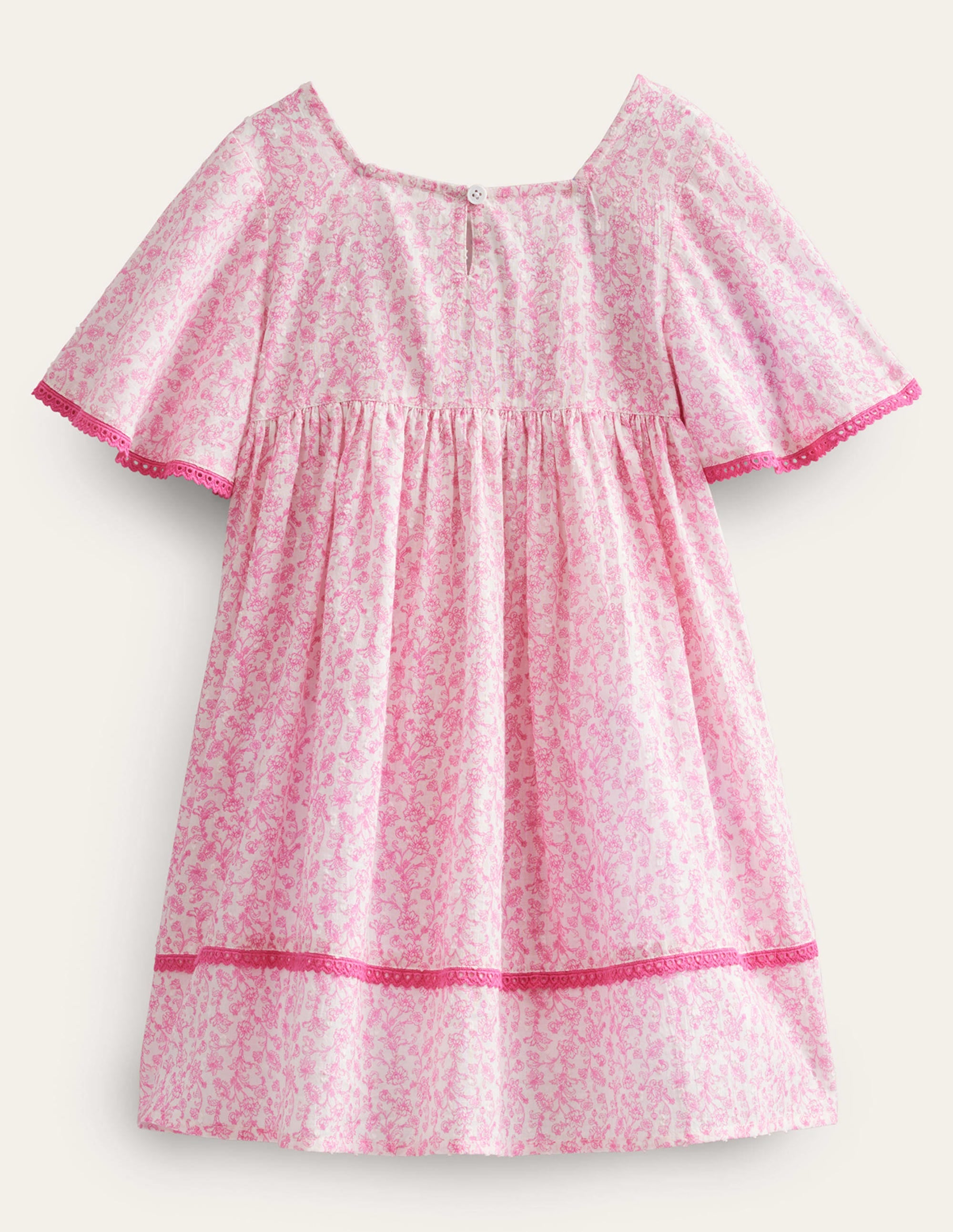 Luftiges Kleid mit Stickerei-Festivalrosa Sommer Weinrebe - Image 2