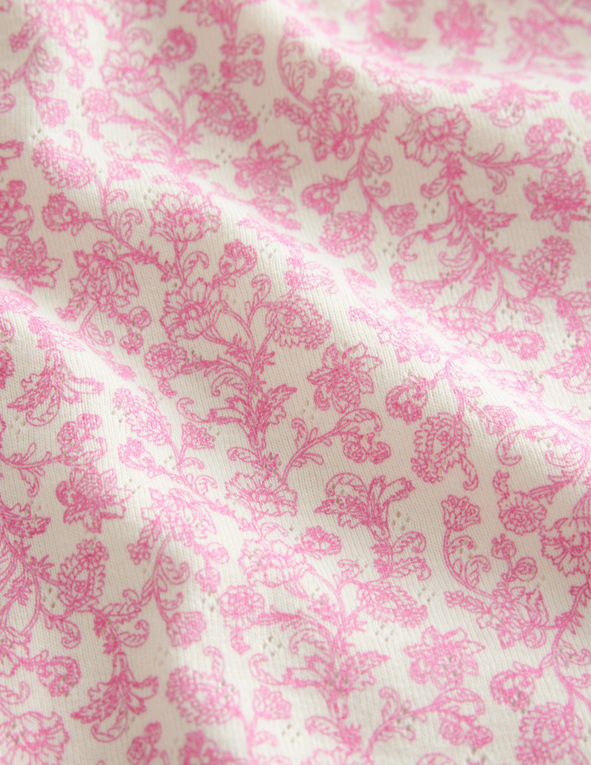 Kurzärmliges Pointelle-Oberteil-Rosa Paisley Floral - Image 3