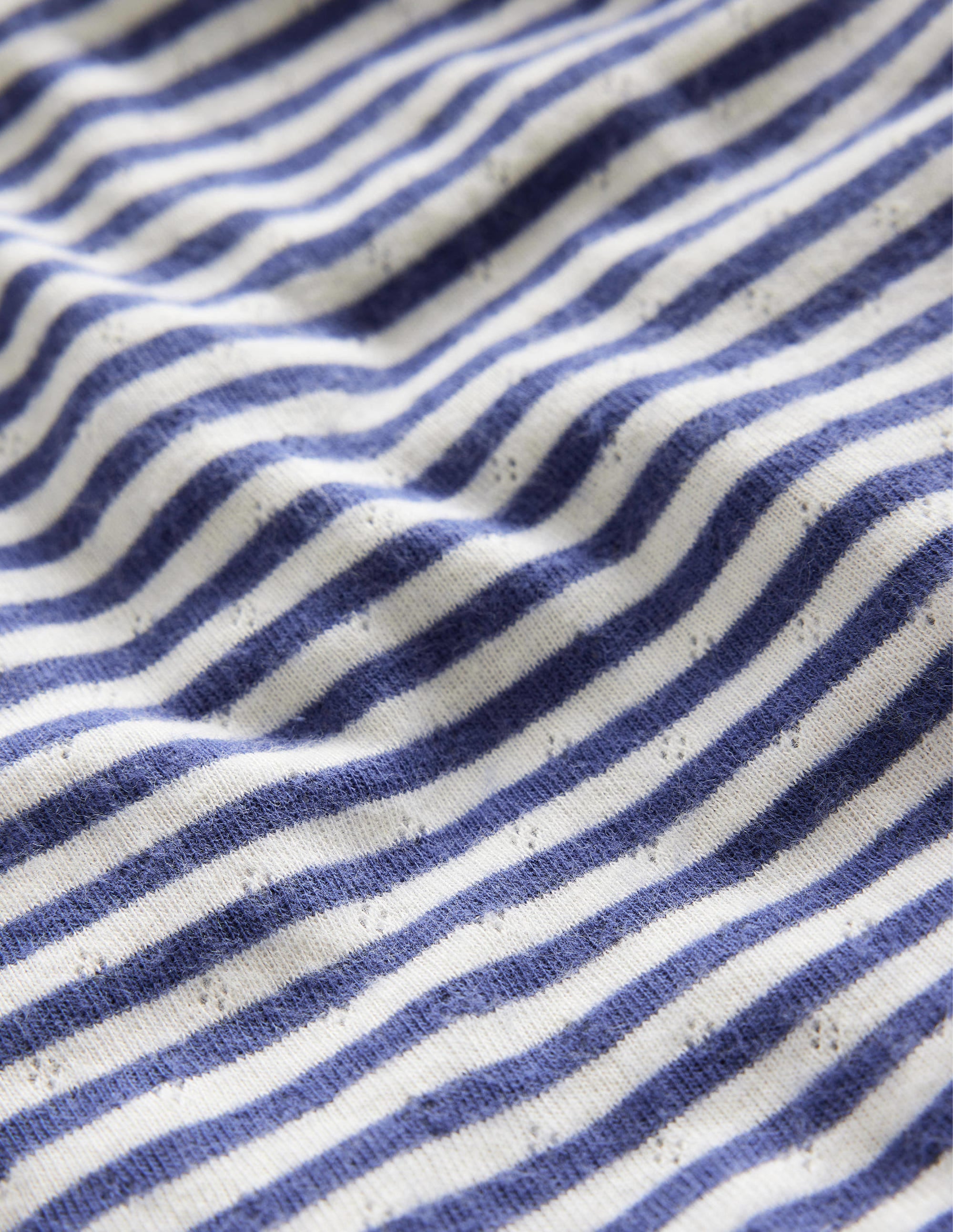 Langärmeliges Oberteil mit Pointelle-Muster-Segelblau/Ecru - Image 3