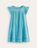 Jerseykleid mit Flatterärmeln-Ritterspornblau