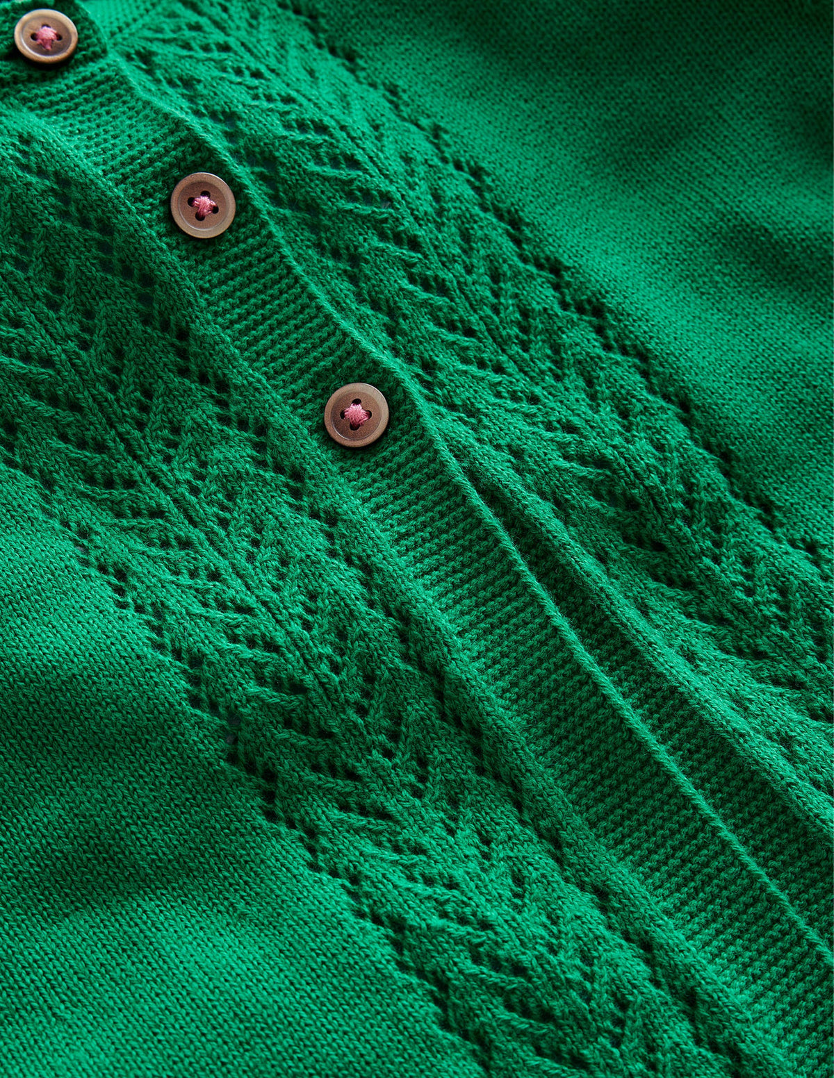 Strickjacke aus Baumwolle mit Pointelle-Design-Tiefgrün - Image 3