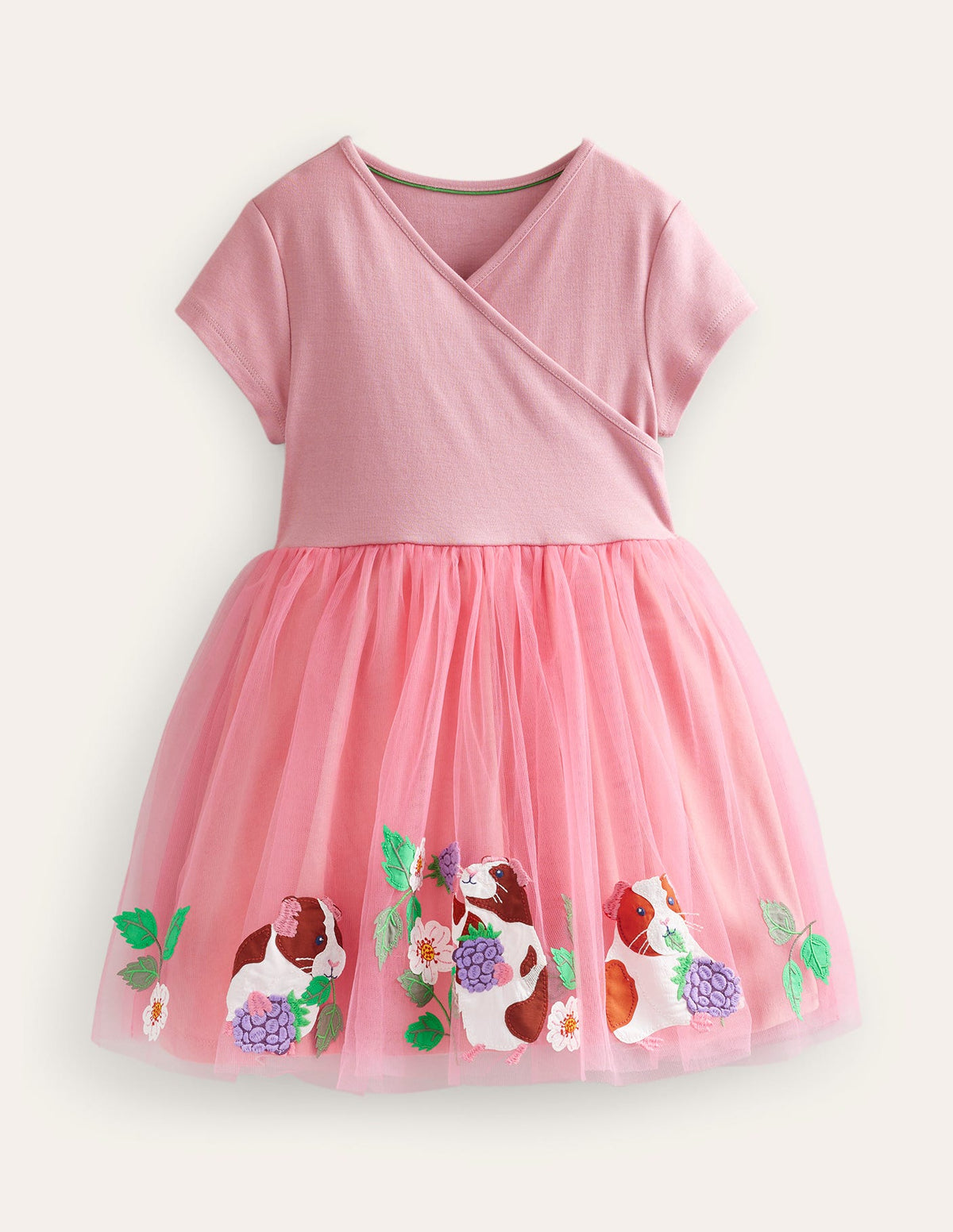 Tüllkleid im Ballettstil mit Applikationen-Mandelrosa-1