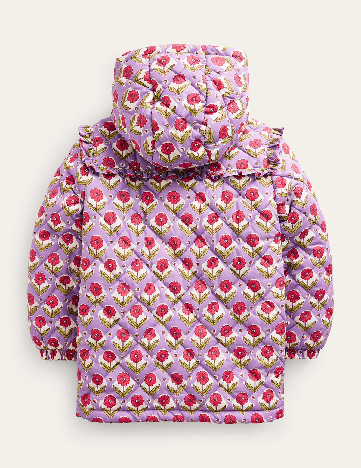 Anorak mit Muschelsteppung-Aster Lila Holzschnitt Blume - Image 2