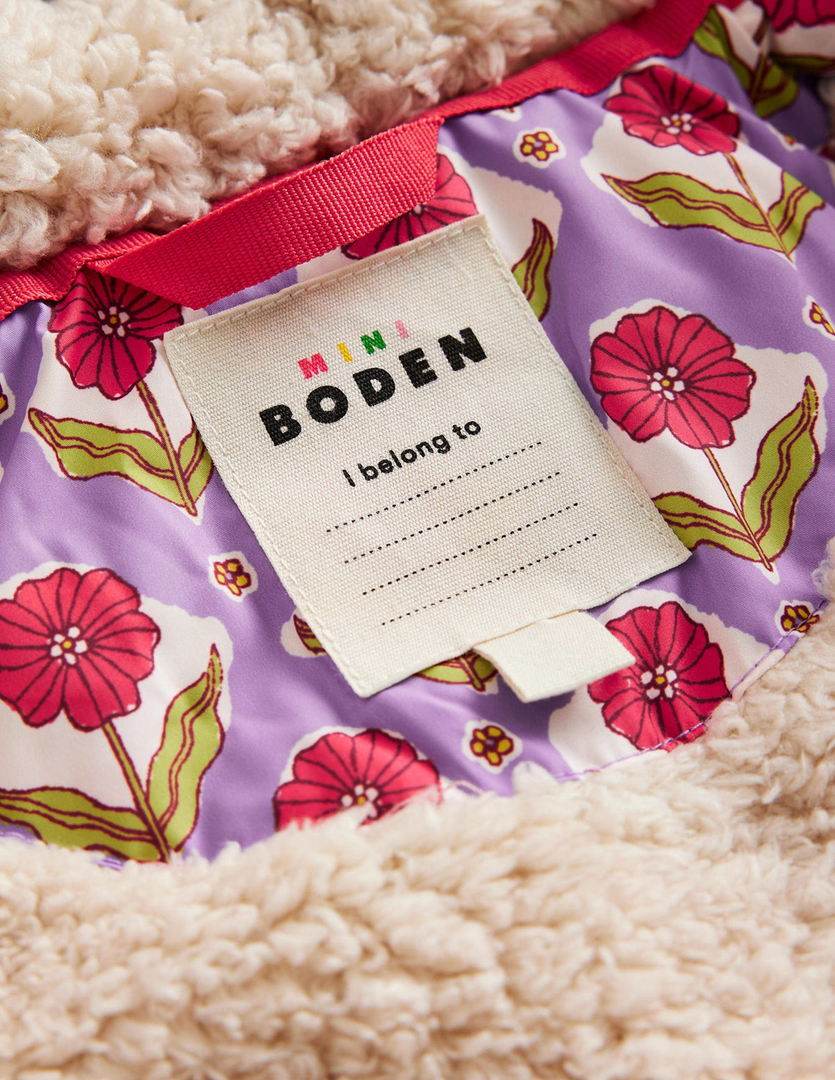 Anorak mit Muschelsteppung-Aster Lila Holzschnitt Blume - Image 4
