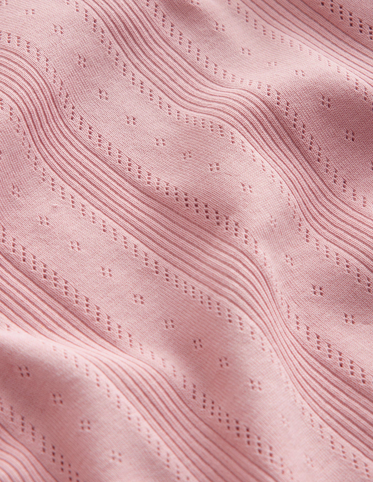 Pointelle-Oberteil mit Puffärmeln-Vintage Rosa-3