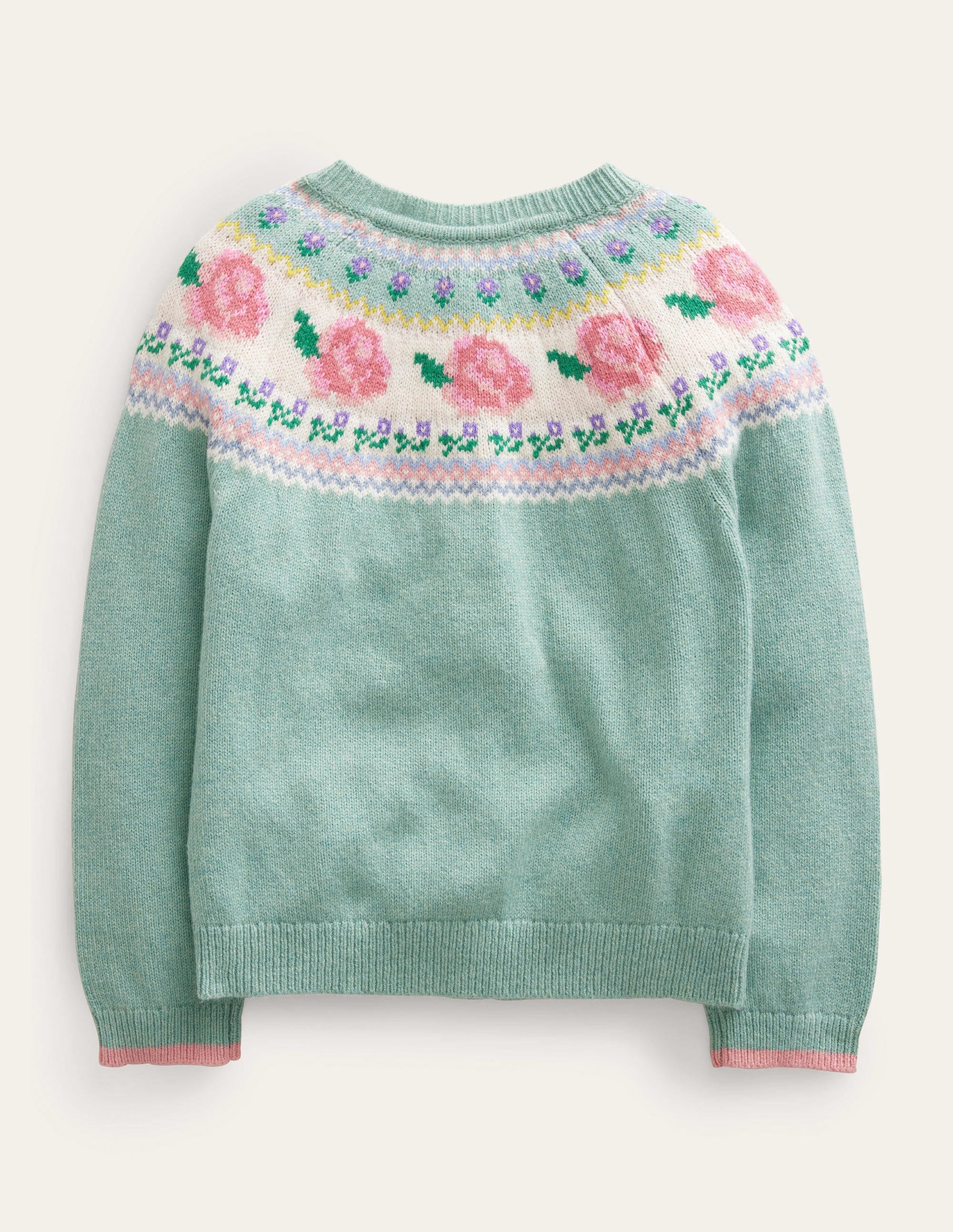 Lustige Fair-Isle-Strickjacke-Rauchgrün Blumen - Image 2