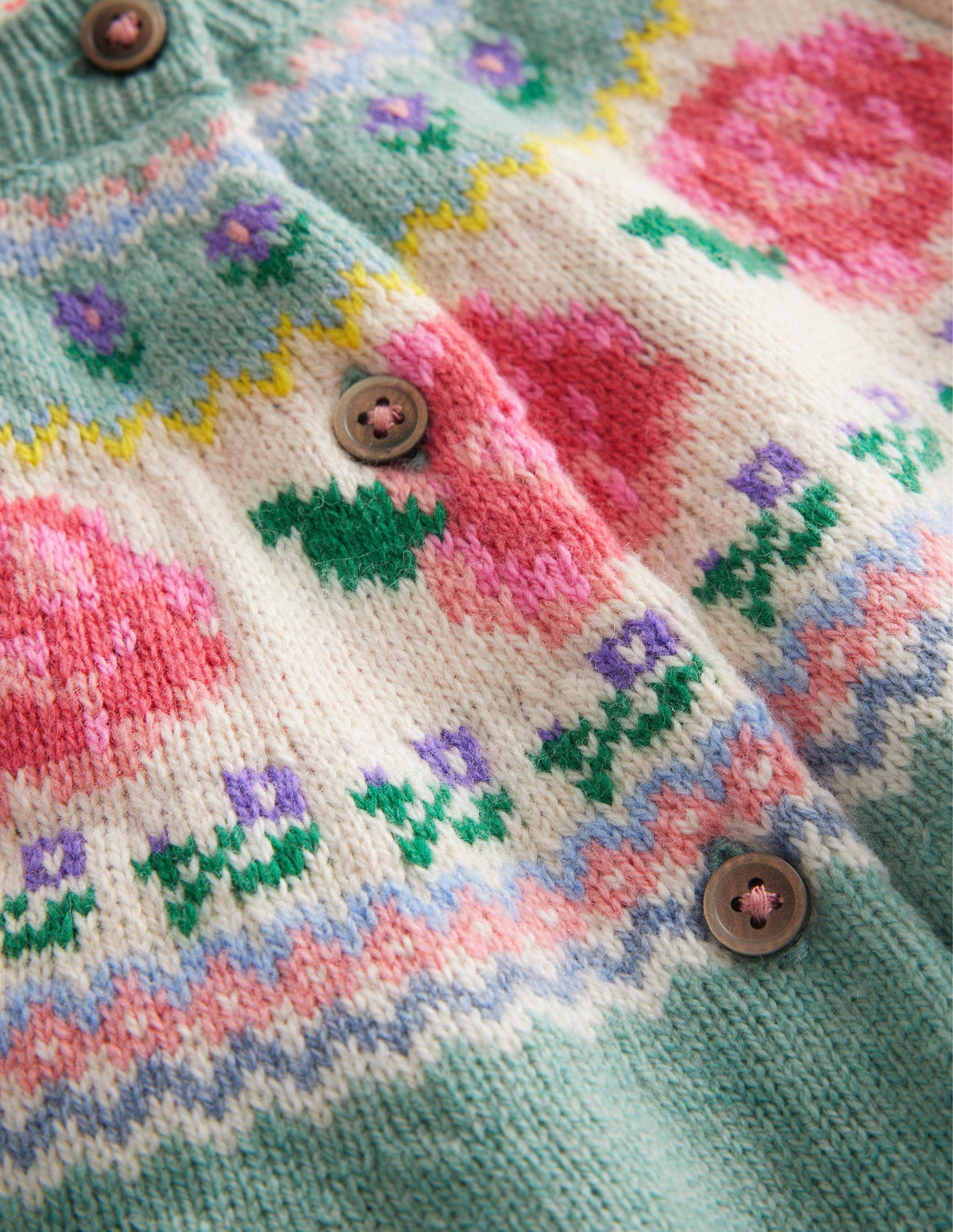 Lustige Fair-Isle-Strickjacke-Rauchgrün Blumen - Image 3