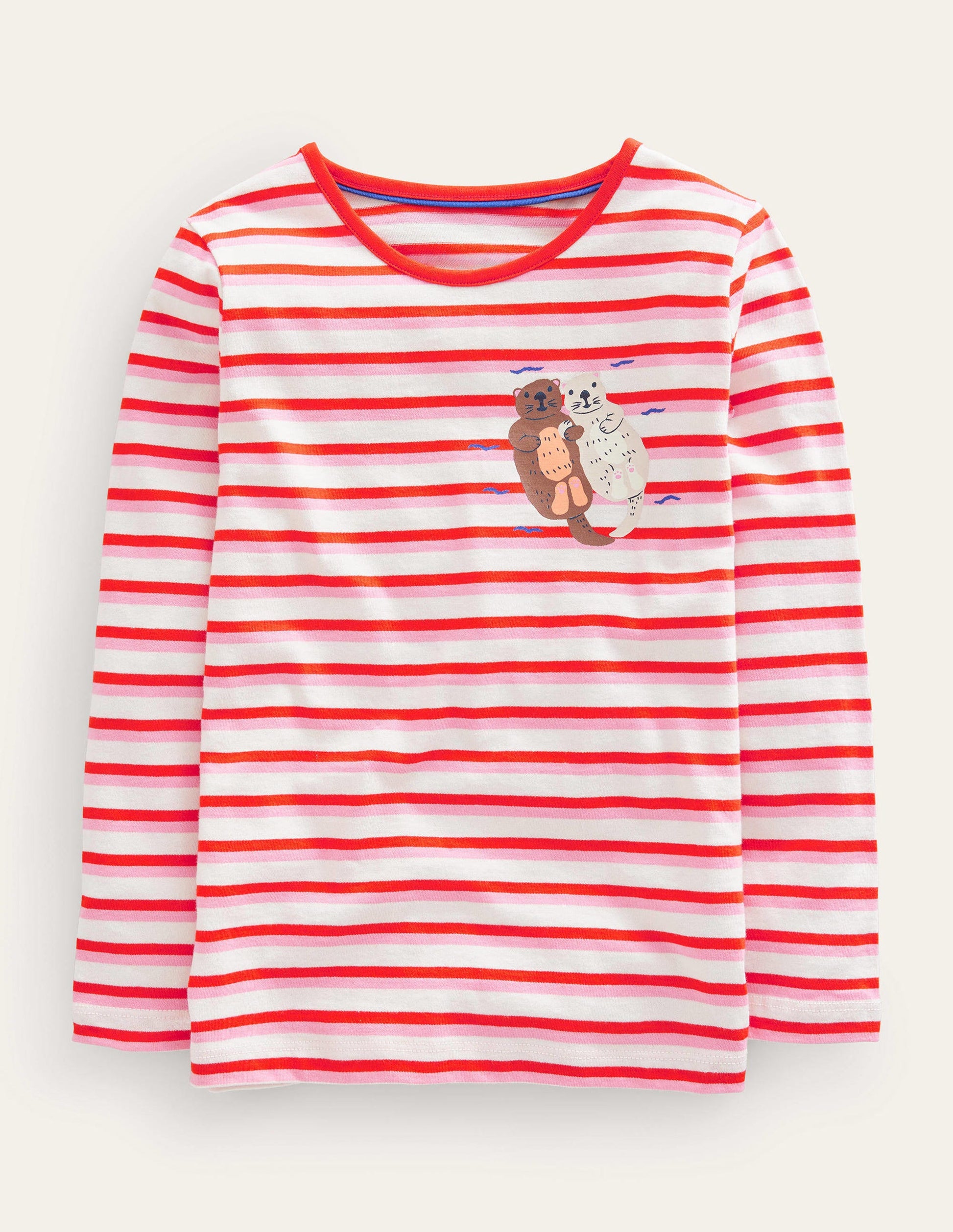T-shirt flammé à manches longues et logo-Loutres rouge/rose-1