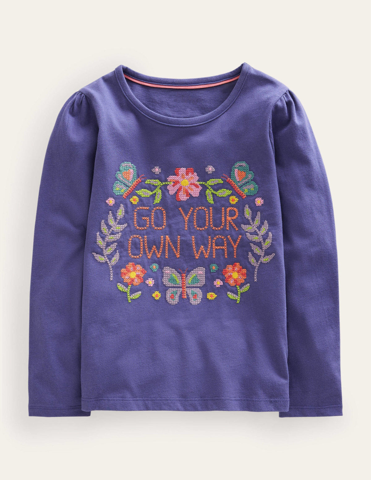Besticktes T-Shirt-Weiches Steuerbordblau - Image 1