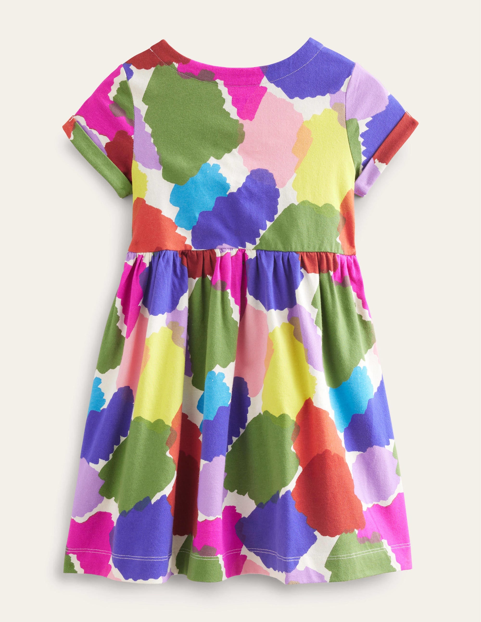 Lustiges Jerseykleid mit kurzen Ärmeln-Bunt Farbkleckse - Image 2