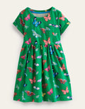 Robe fun à manches courtes en jersey-Papillons vert prairie