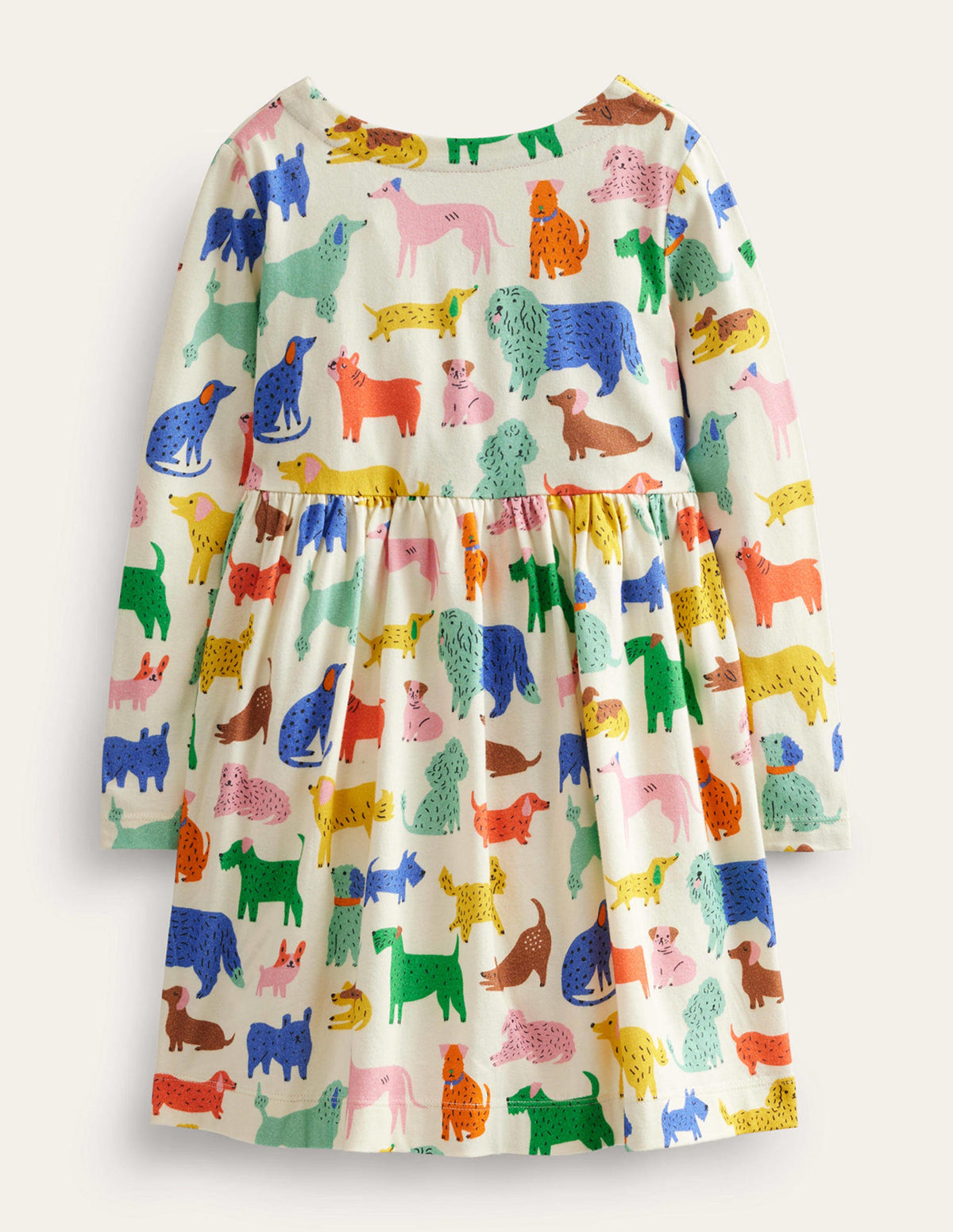Lustiges Jerseykleid mit langen Ärmeln-Naturweiß Verspielte Welpen - Image 2