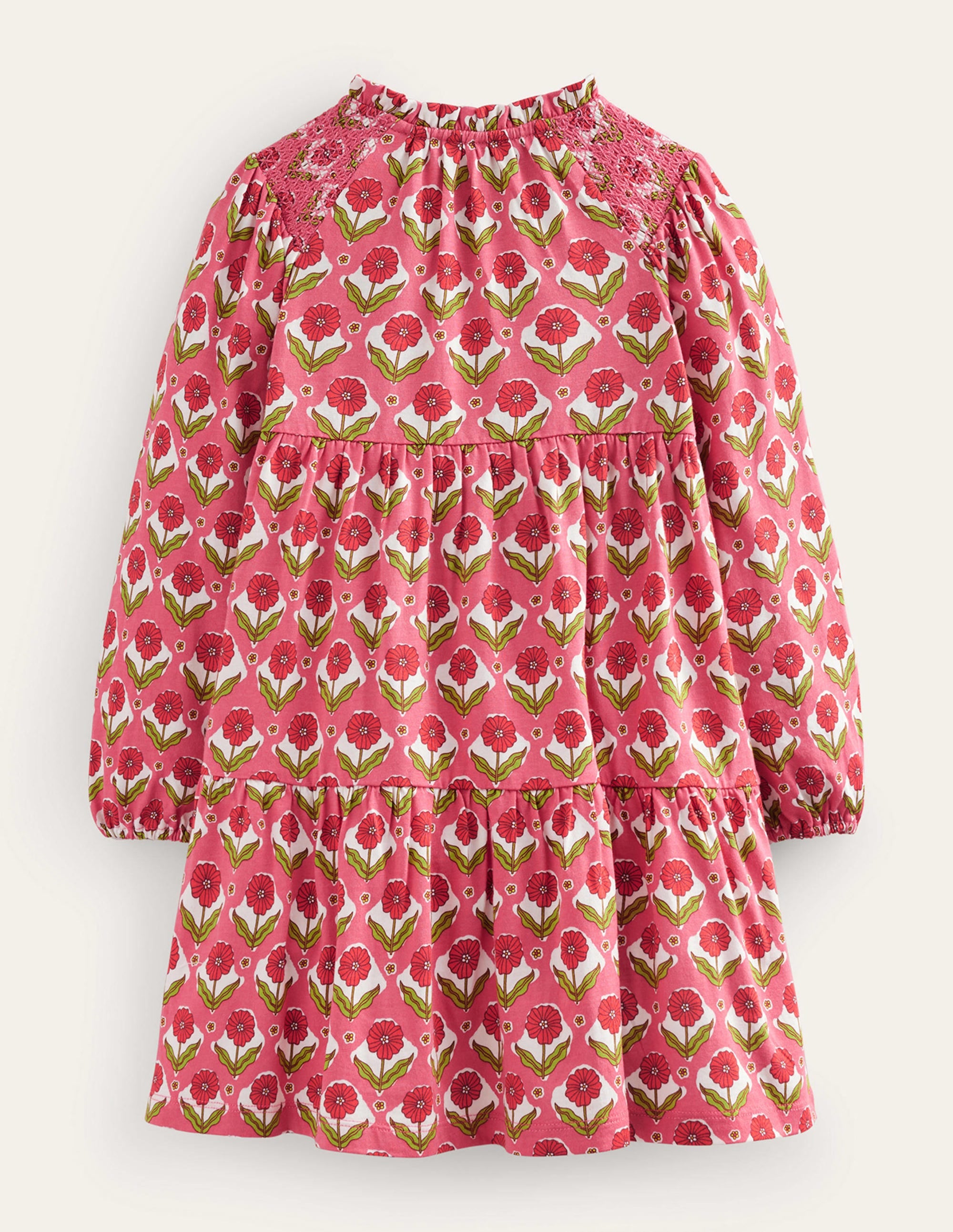Gestuftes Jersey-Kleid-Rosarot Florales Muster - Image 2