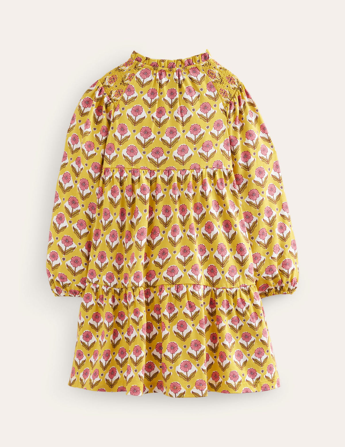 Tiered Jersey Dress-Sweetcorn Yellow Floral - Image 2