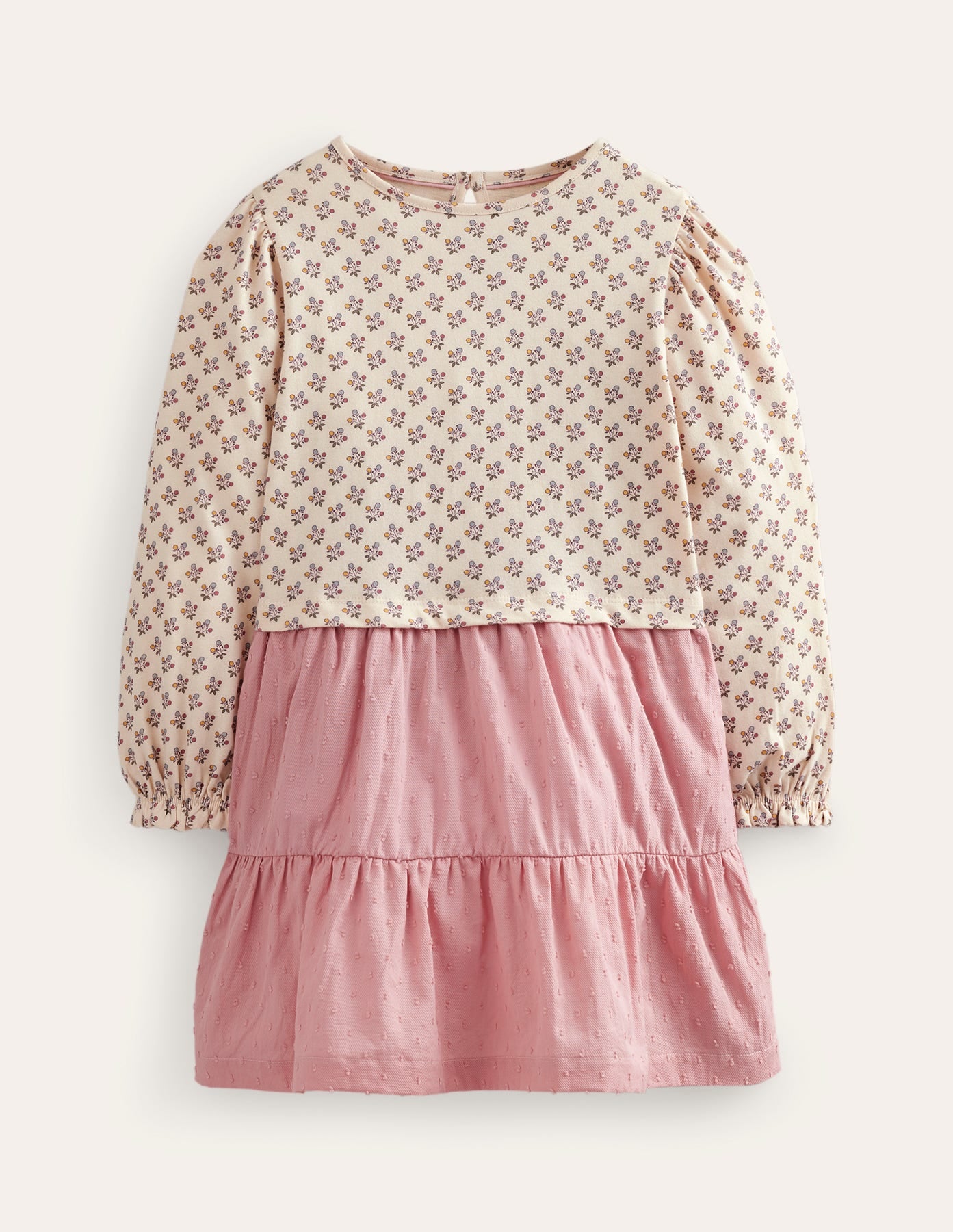 Kleid aus gewebtem Jersey-Mix-Mandelrosa-1