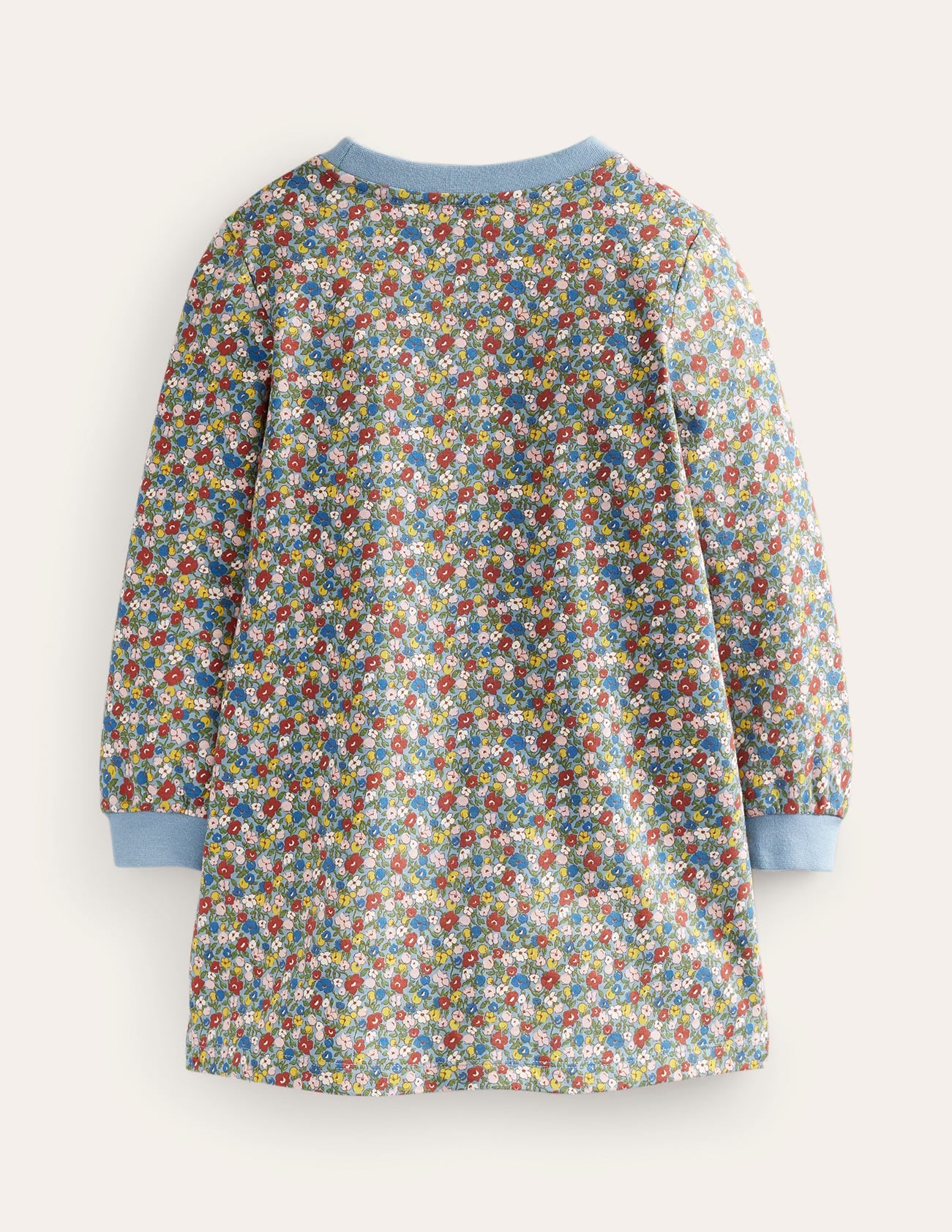 Sweatkleid mit Applikation-Kiesblau Blume Hund-2