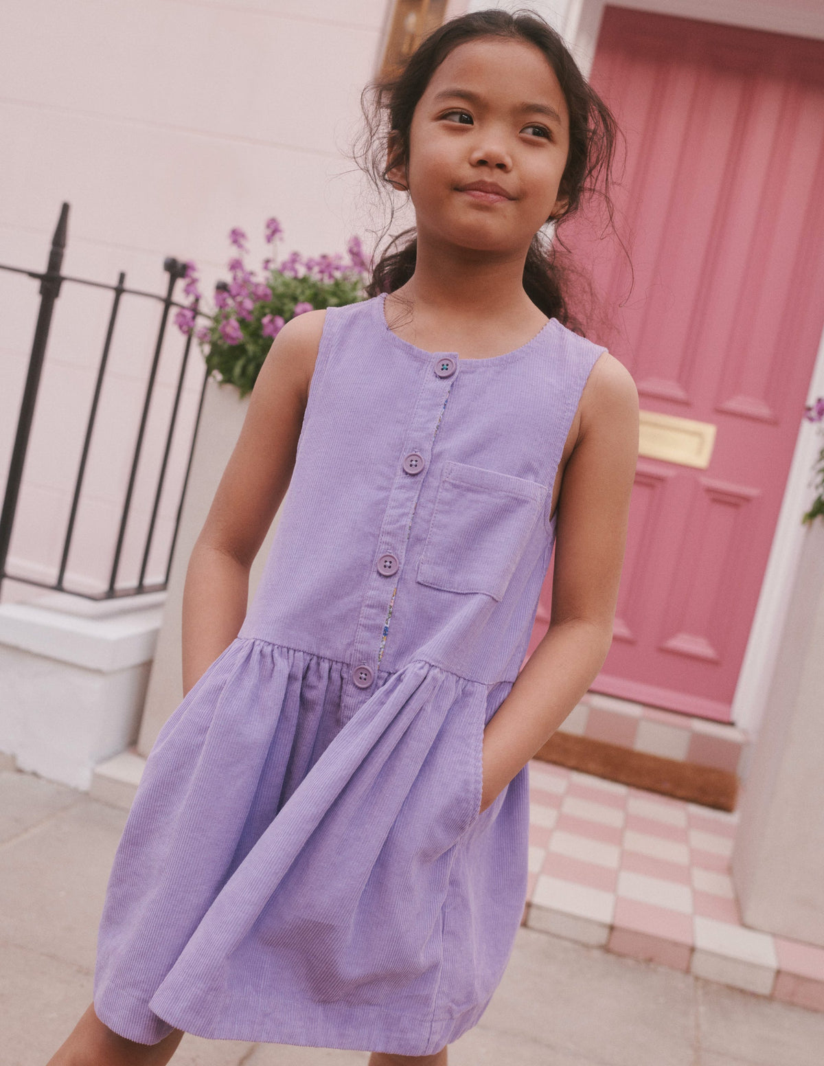 Latzkleid mit Knöpfen-Asternlila-4