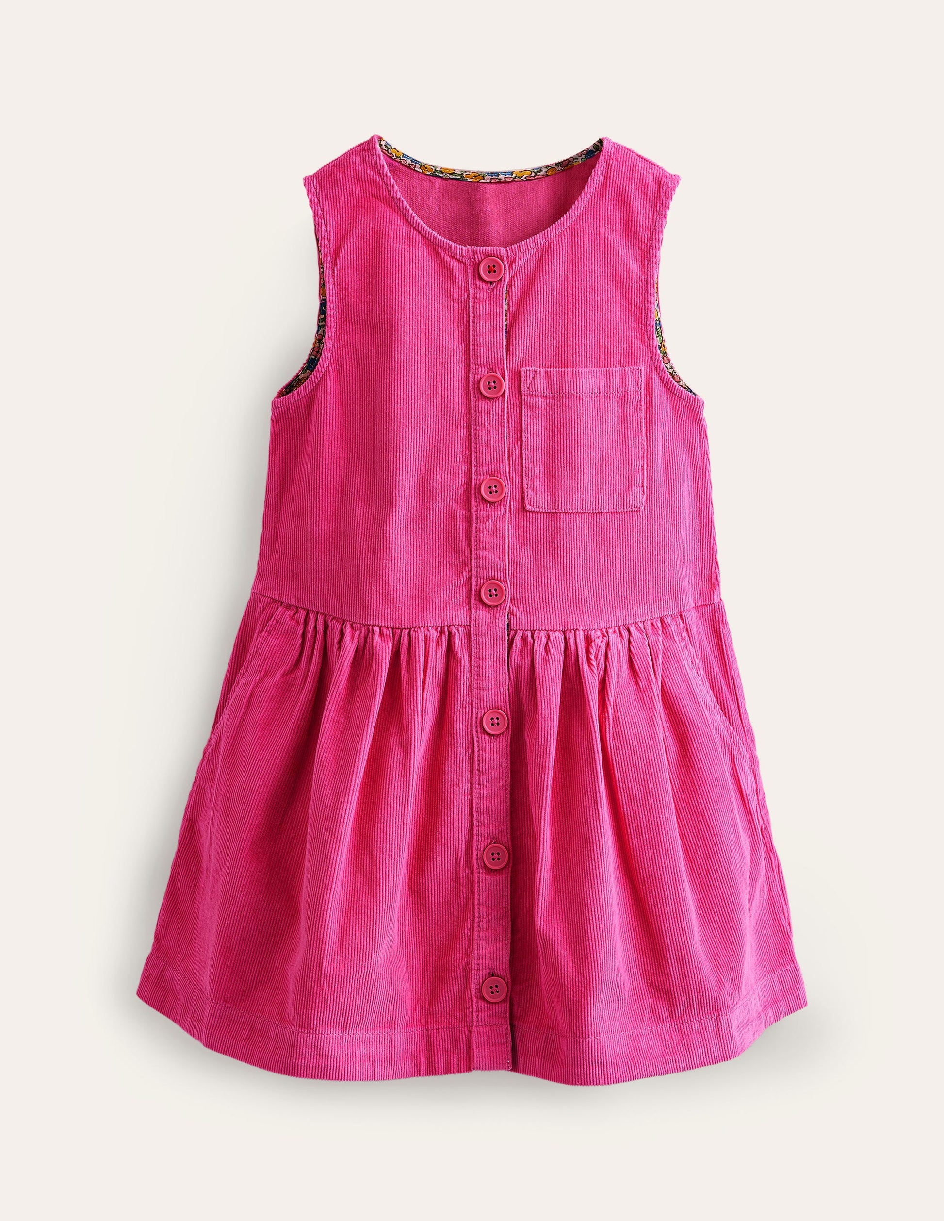 Latzkleid mit Knöpfen-Mittleres Rosa-1