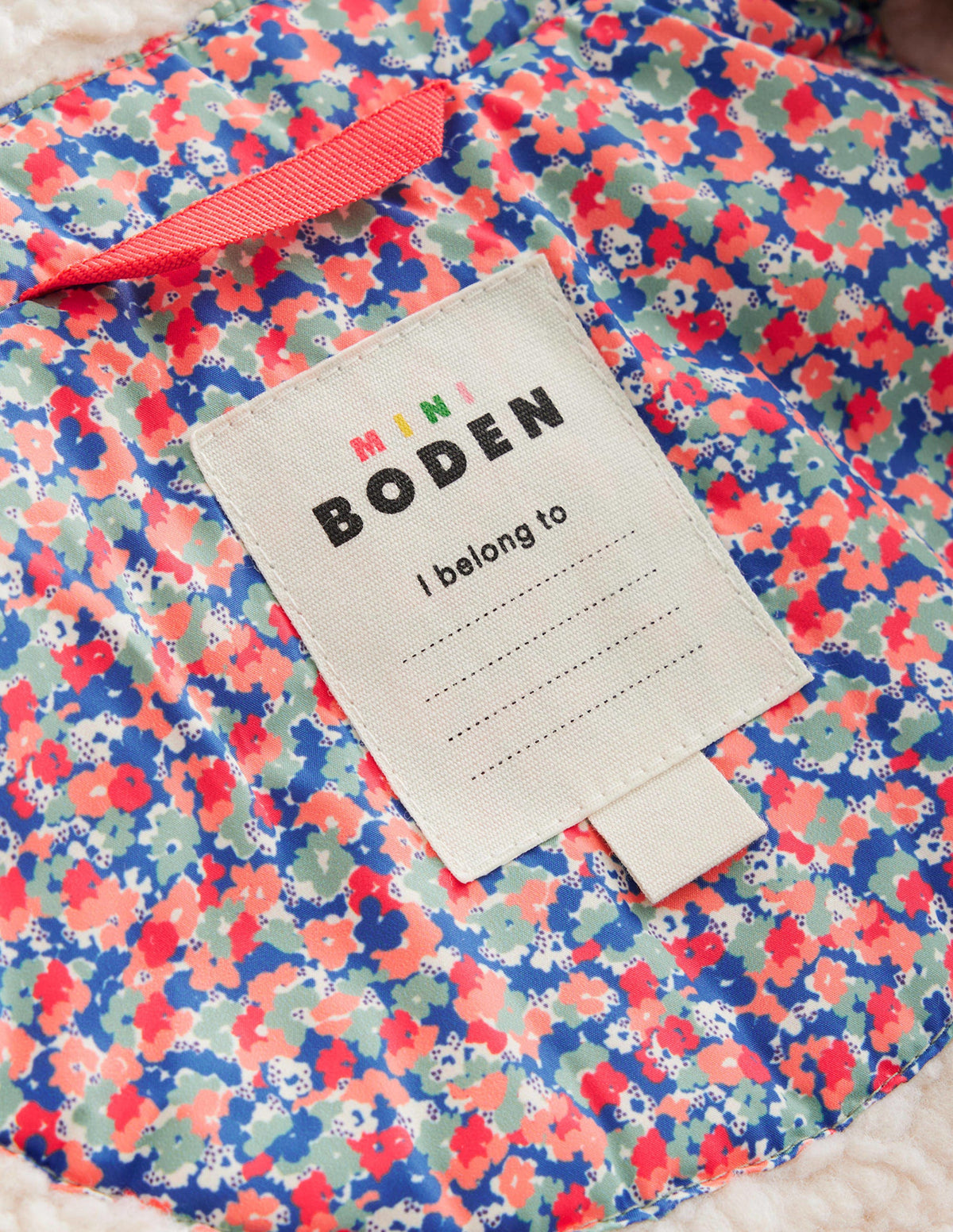 Wattierte Jacke mit Borg-Detail-Marmeladenrot Florales Mikro-Muster - Image 4