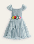Full Tulle Corsage Dress-Tourmaline Blue