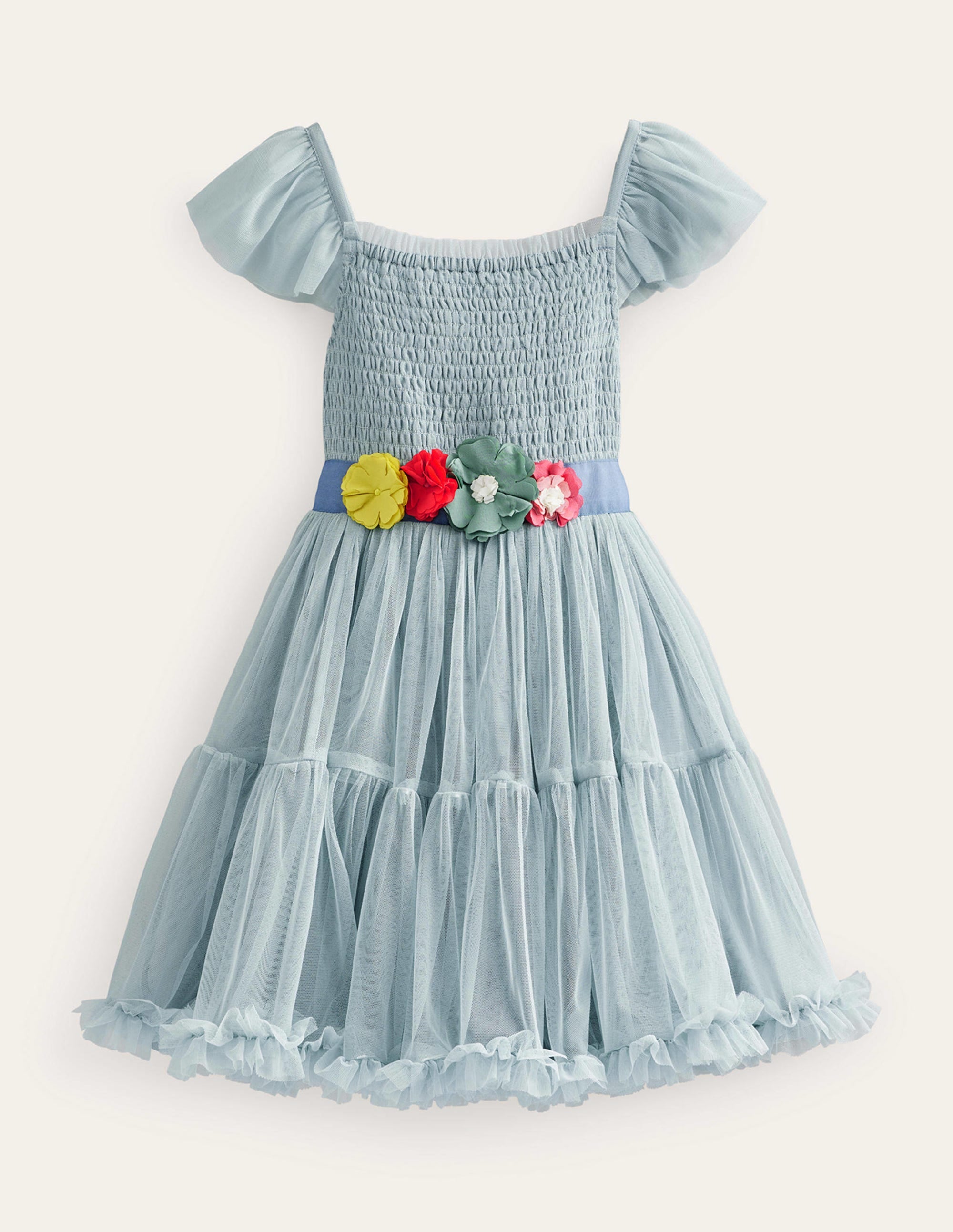 Full Tulle Corsage Dress-Tourmaline Blue - Image 1