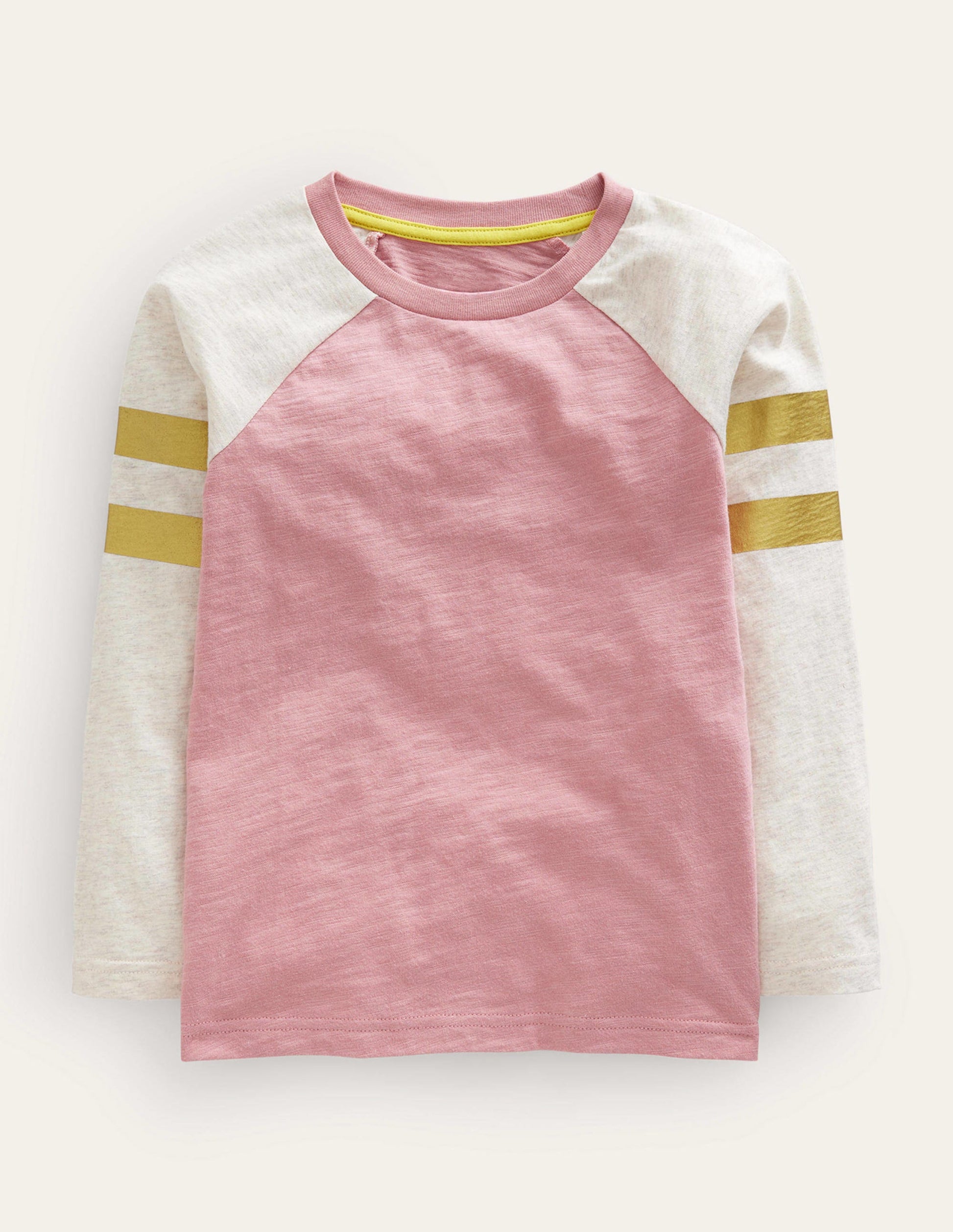 Raglan-T-Shirt mit Blockfarben-Mandelrosa-1