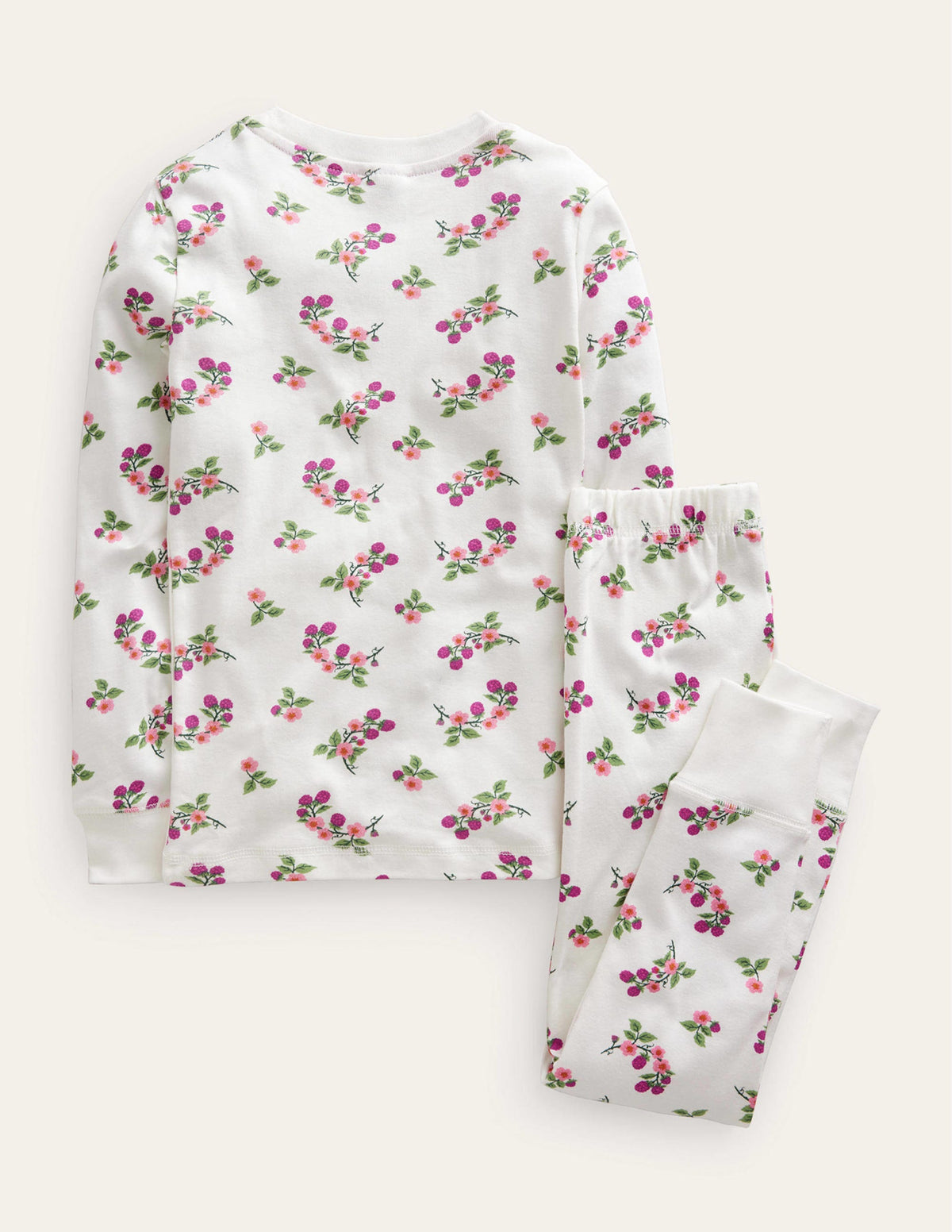 Pyjama long douillet-Motif floral ivoire - Image 2