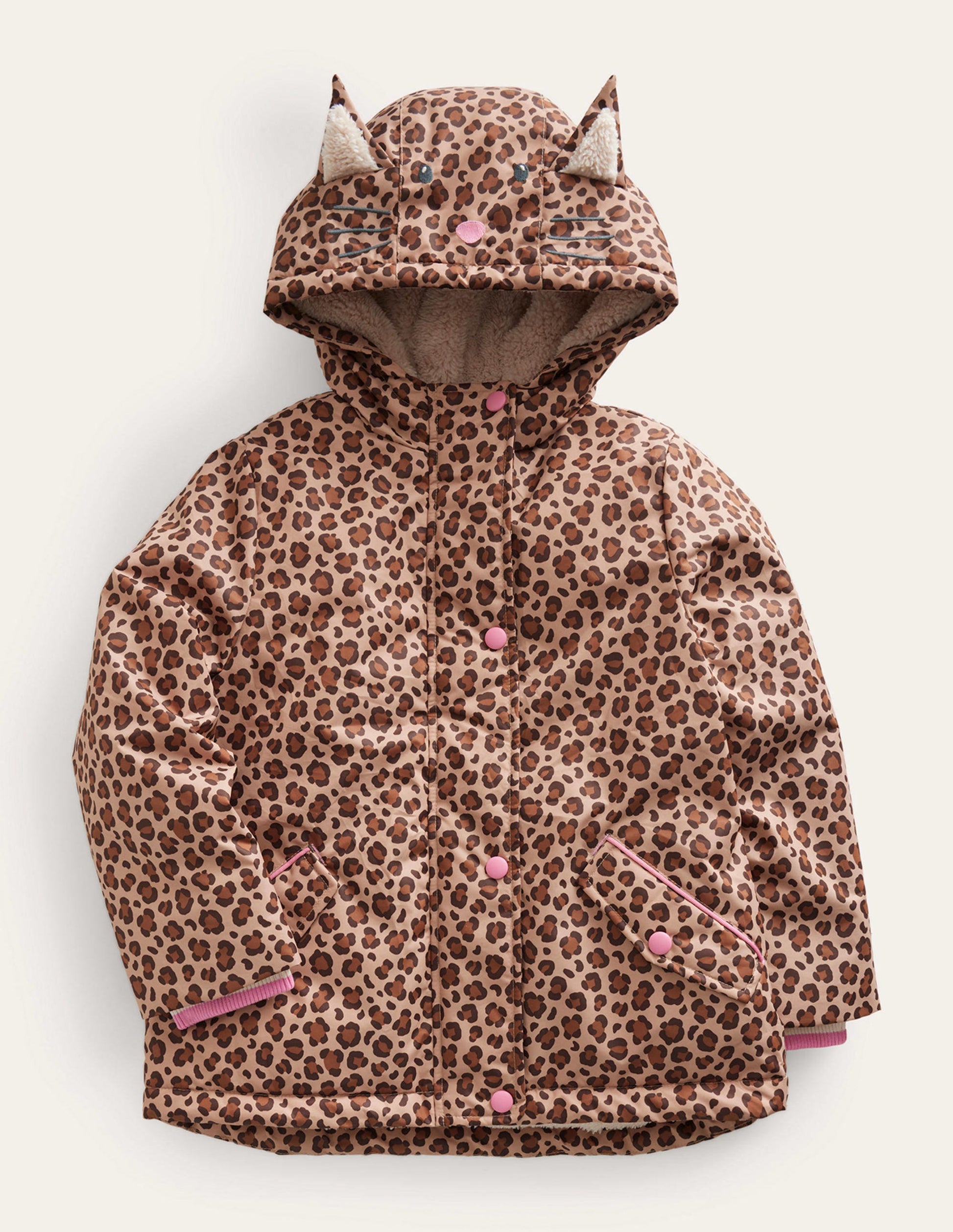 Anorak mit Sherpa-Futter-Nussbraun Leopardendruck-1