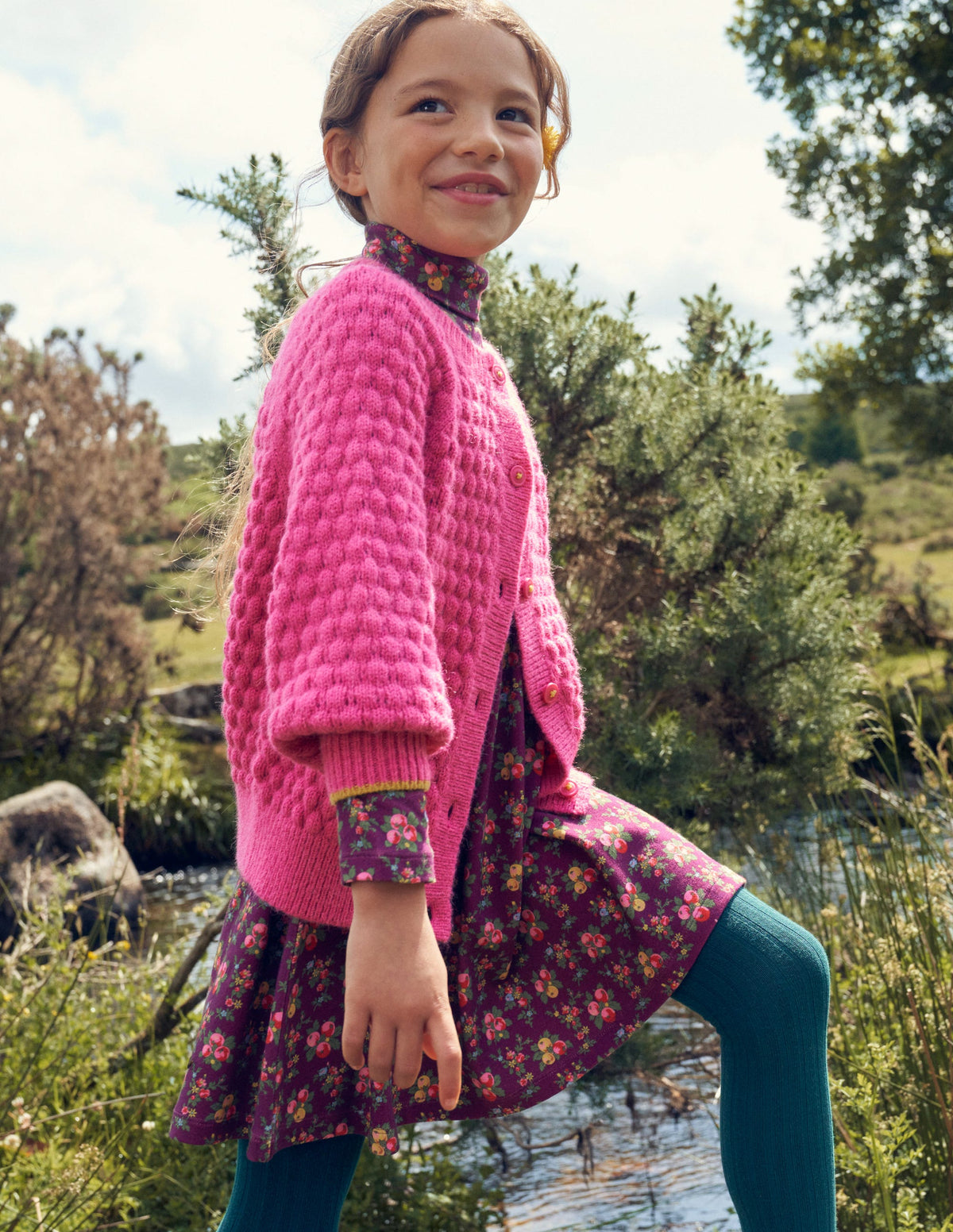 Jerseykleid mit Rollkragen-Beerenrot Lila Obstgarten - Image 4