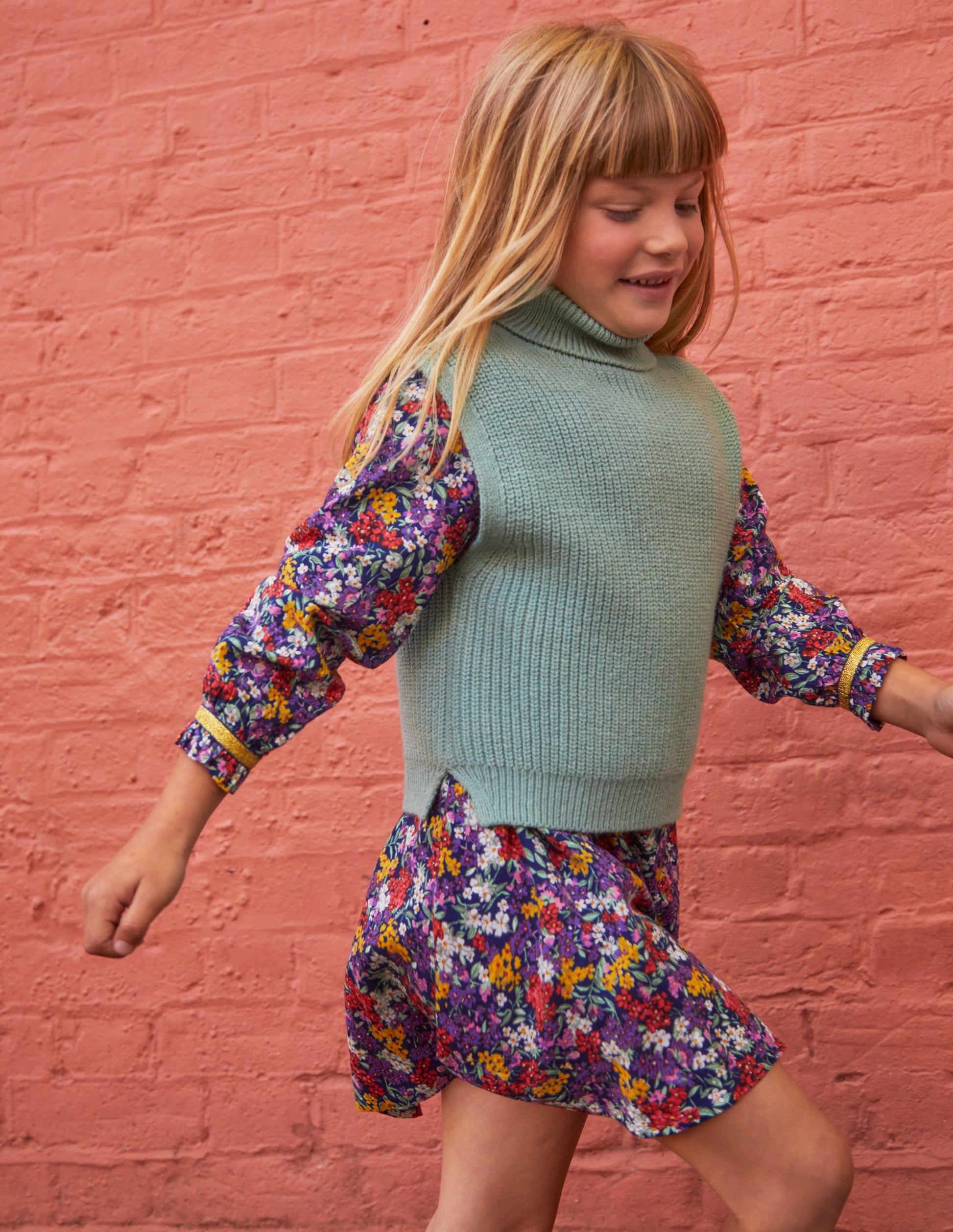 Robe tissée à col froncé-Motif Bloom multi-4