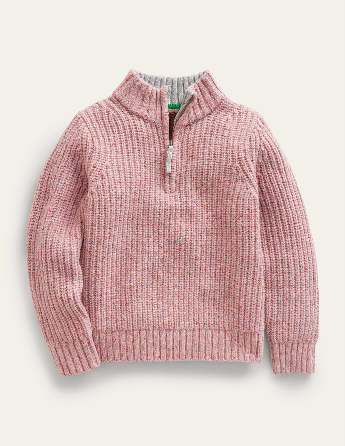 Pullover mit Halbreißverschluss-Blassrosa Aufgerauht - Image 1