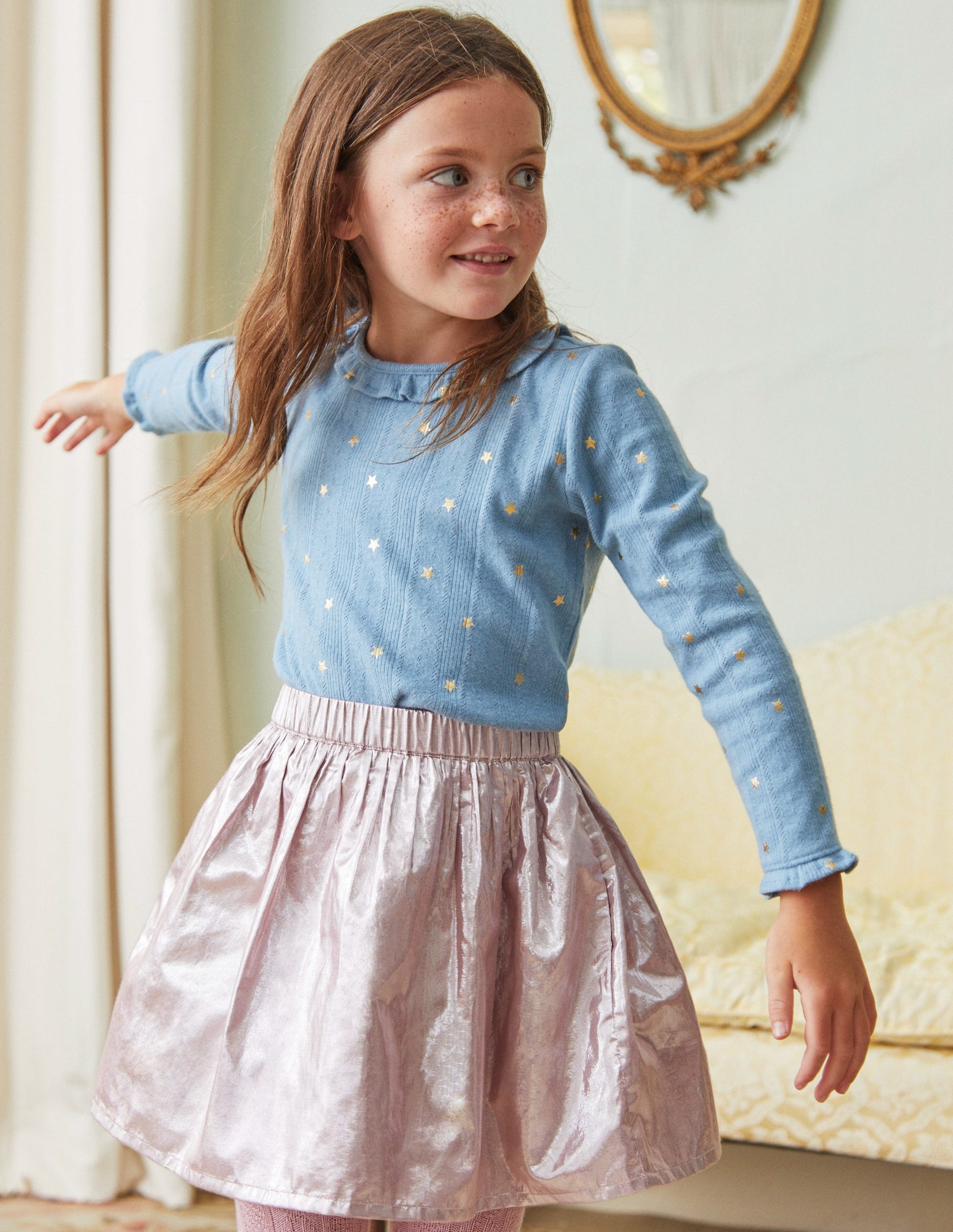 Metallic Party Skirt-Almond Pink-4