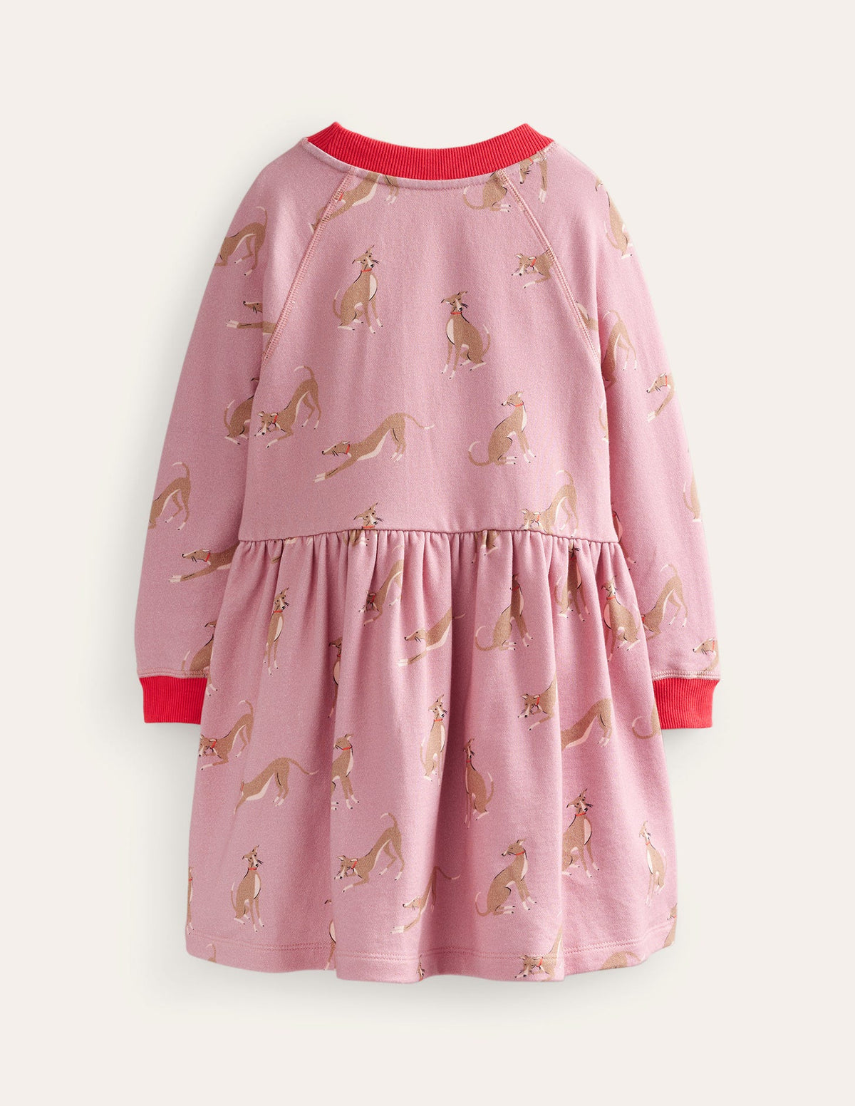 Bedrucktes Sweatshirt-Kleid-Vintage Rosa Windhund-2