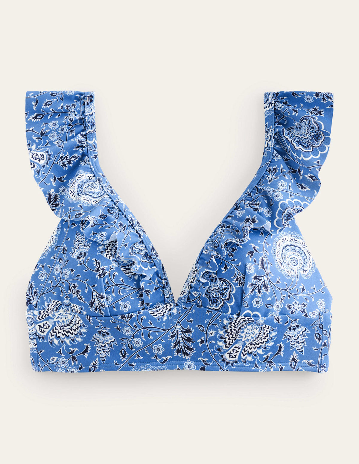 Palermo Bikinioberteil mit Rüschen und V-Ausschnitt-Azurblau, Gardenienhain-5