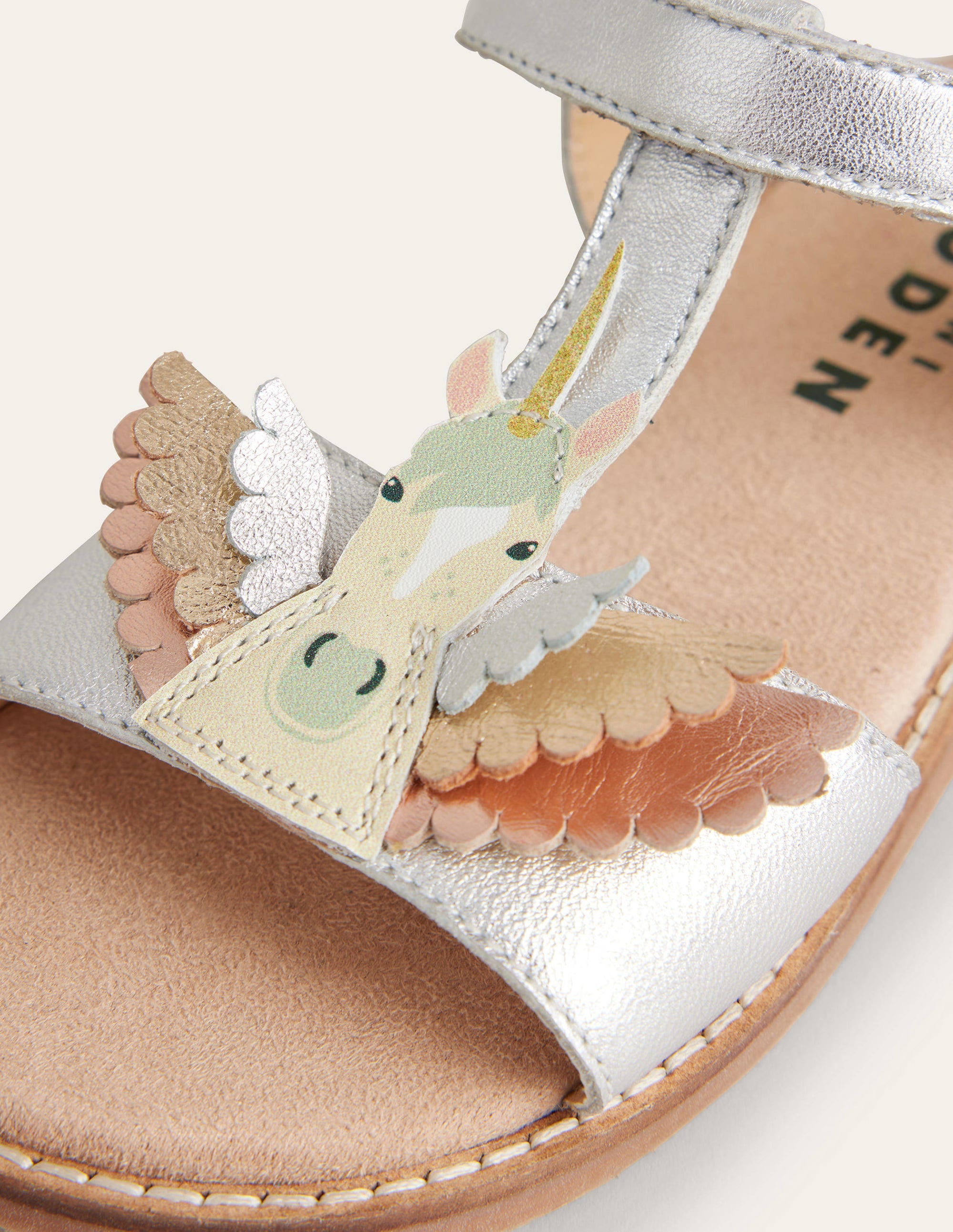 Fröhliche Ledersandalen-Silber Pegasus - Image 3