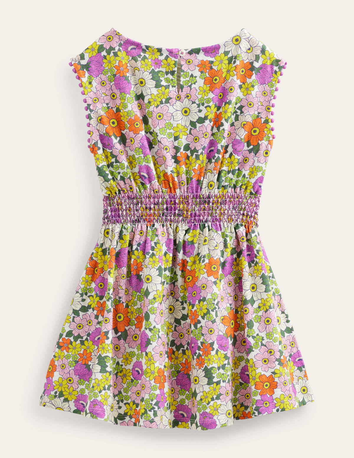 Printed Holiday Dress-Ivory and Radiant Orchid - Image 2