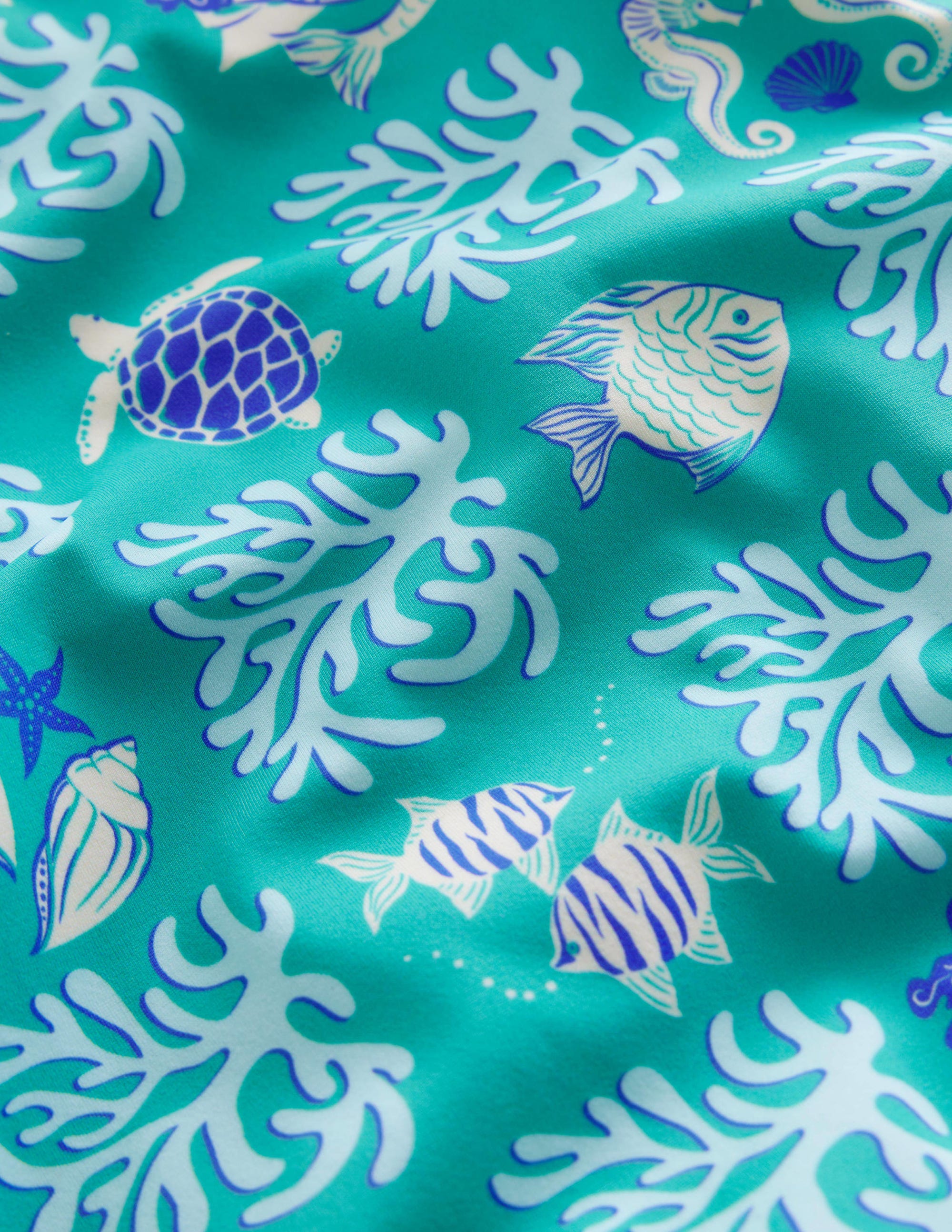 Bedruckter Badeanzug mit Puffärmeln-Tropisches Grün, Frühlingslagune - Image 3