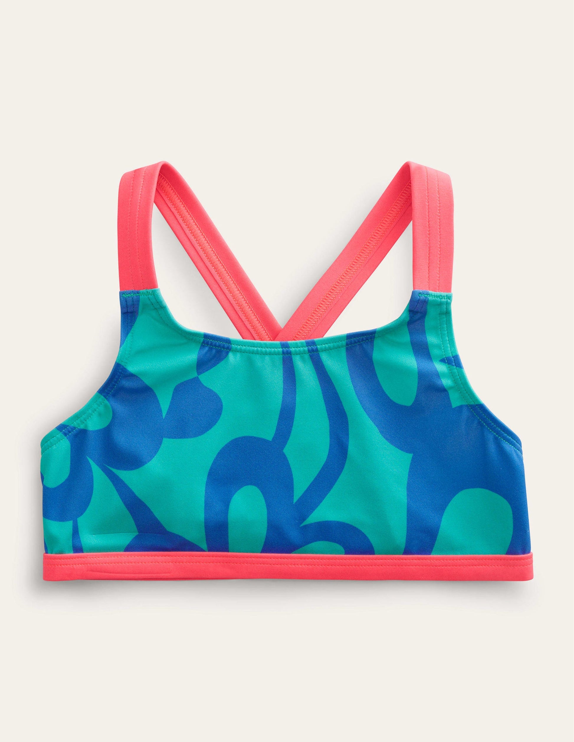 Haut de bikini à dos croisé-Vert tropical, motif Summer Stencil-1