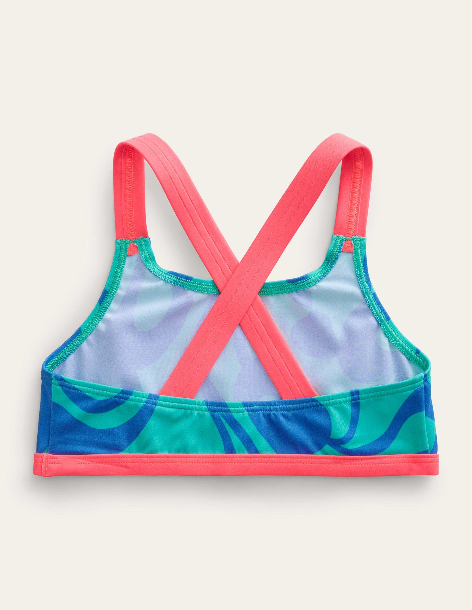 Haut de bikini à dos croisé-Vert tropical, motif Summer Stencil-2