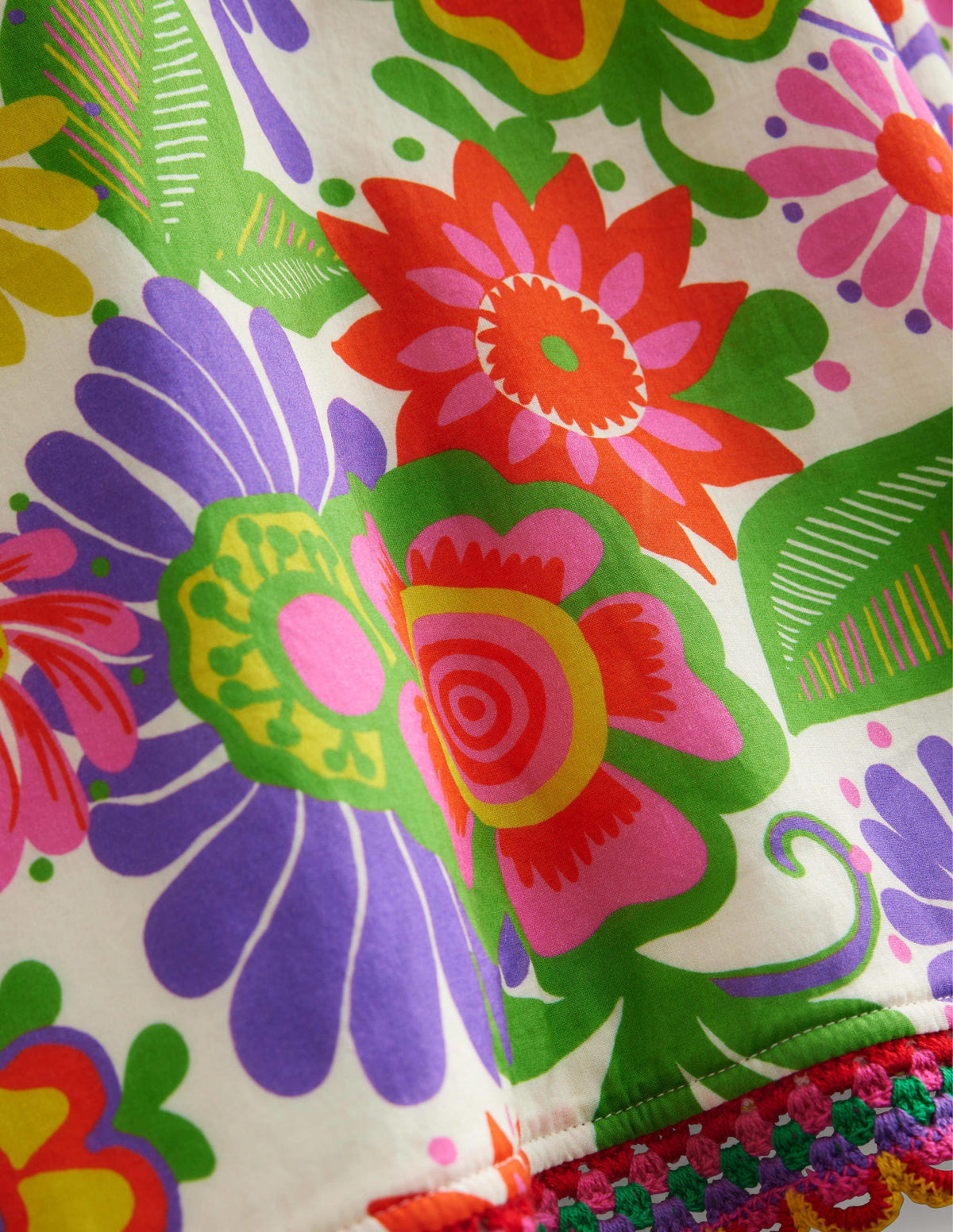 Poncho-Hoodie aus Frottee-Bunt, Festival-Blumenmuster-3
