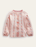 Besticktes Jerseyoberteil-Provence-Altrosa