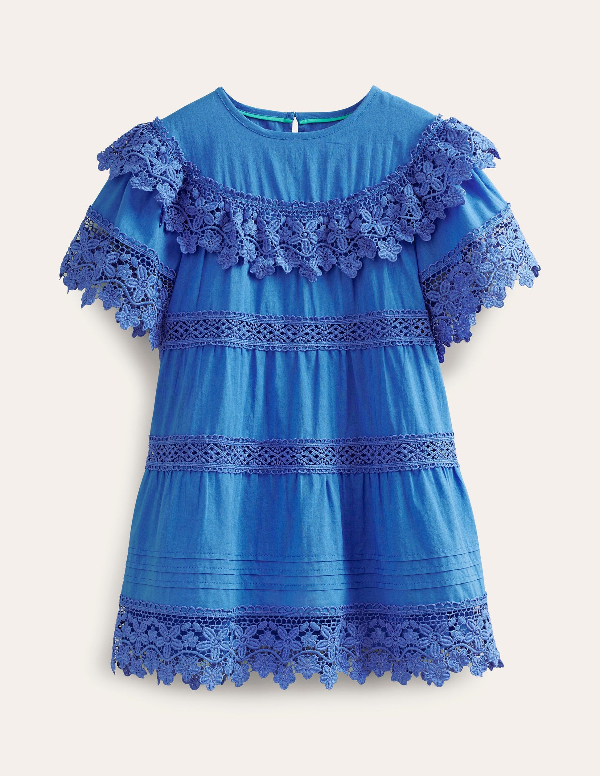 Lace Tiered Dress-Cabana Blue-1