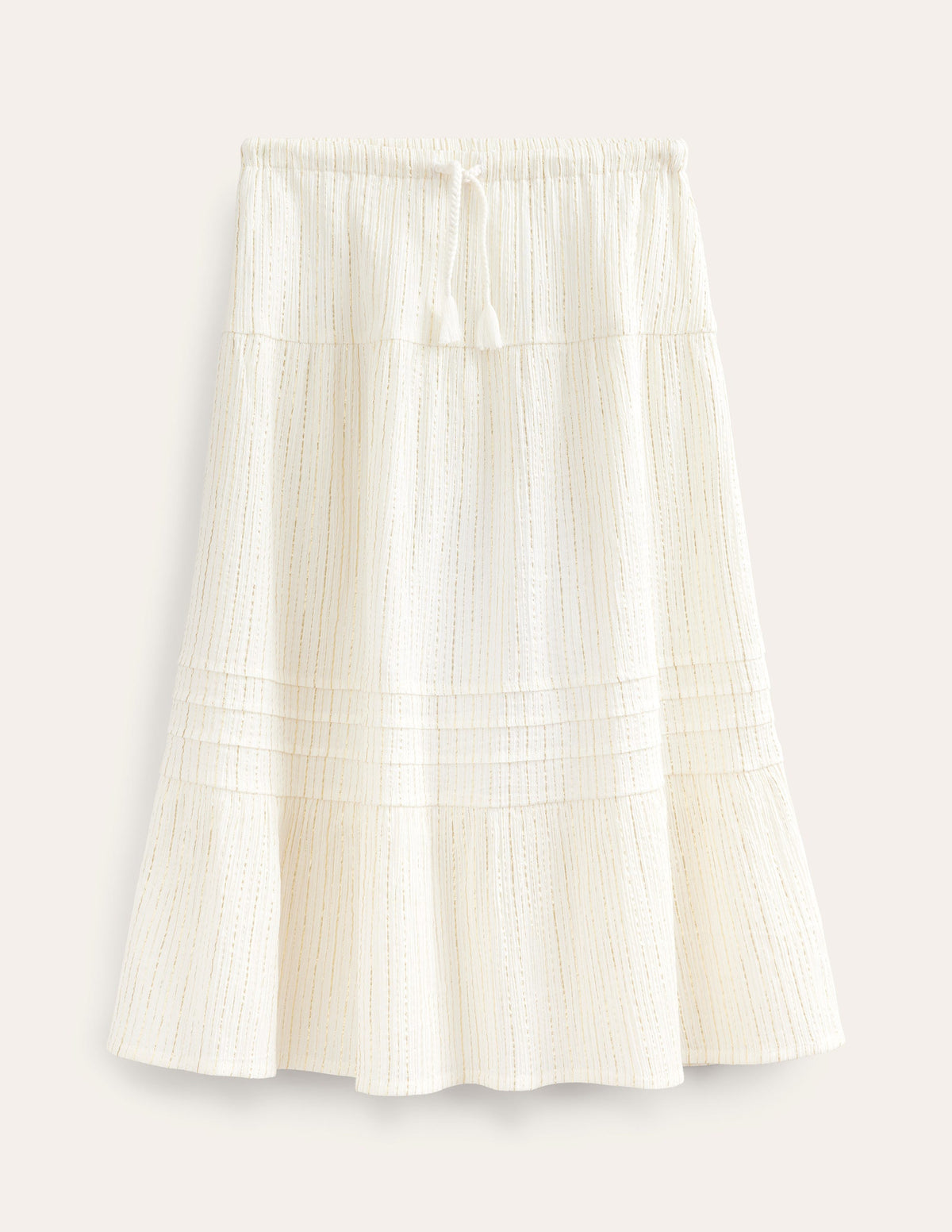 Metallic Maxi Skirt-Ivory-1