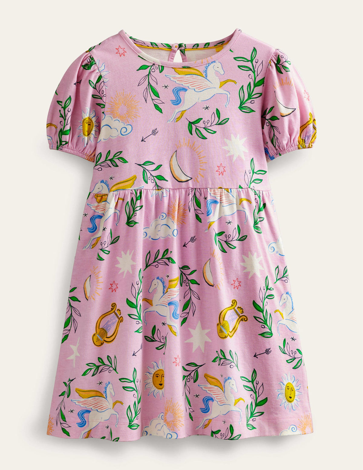 Kleid mit Puffärmeln-Pastell-Orchideenrosa, Griechischer Toile-1