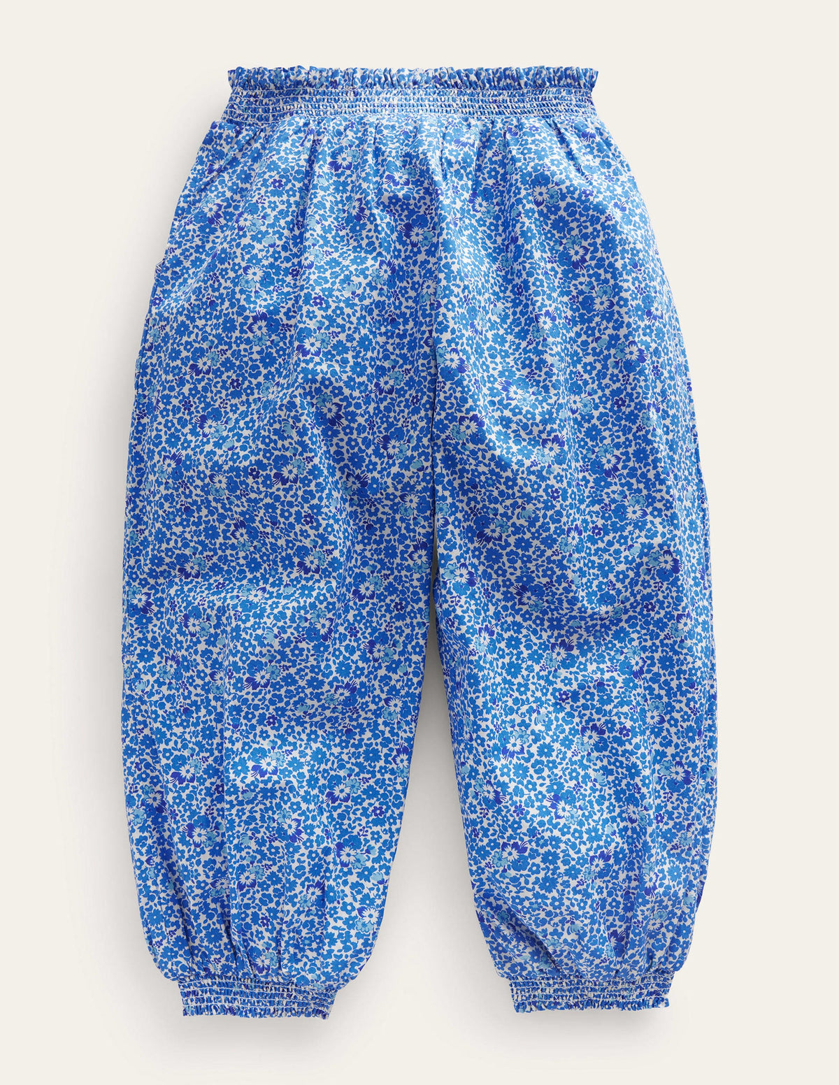 Freizeithose mit Bündchen-Blau/Wasserblau, Kleines Blumenmuster - Image 2