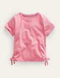 T-Shirt mit Seitenraffungen-Pfirsichbowle
