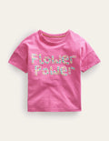 Flower-Power-T-Shirt aus Jersey-Helles Blütenrosa