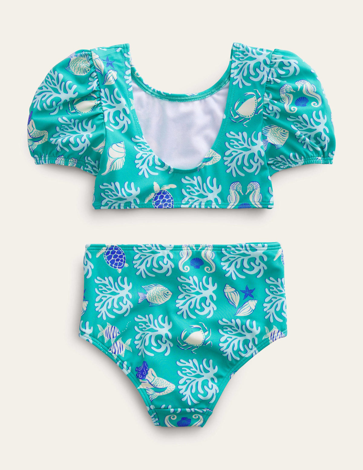 Bikini mit Puffärmeln-Tropisches Grün, Frühlingslagune-2